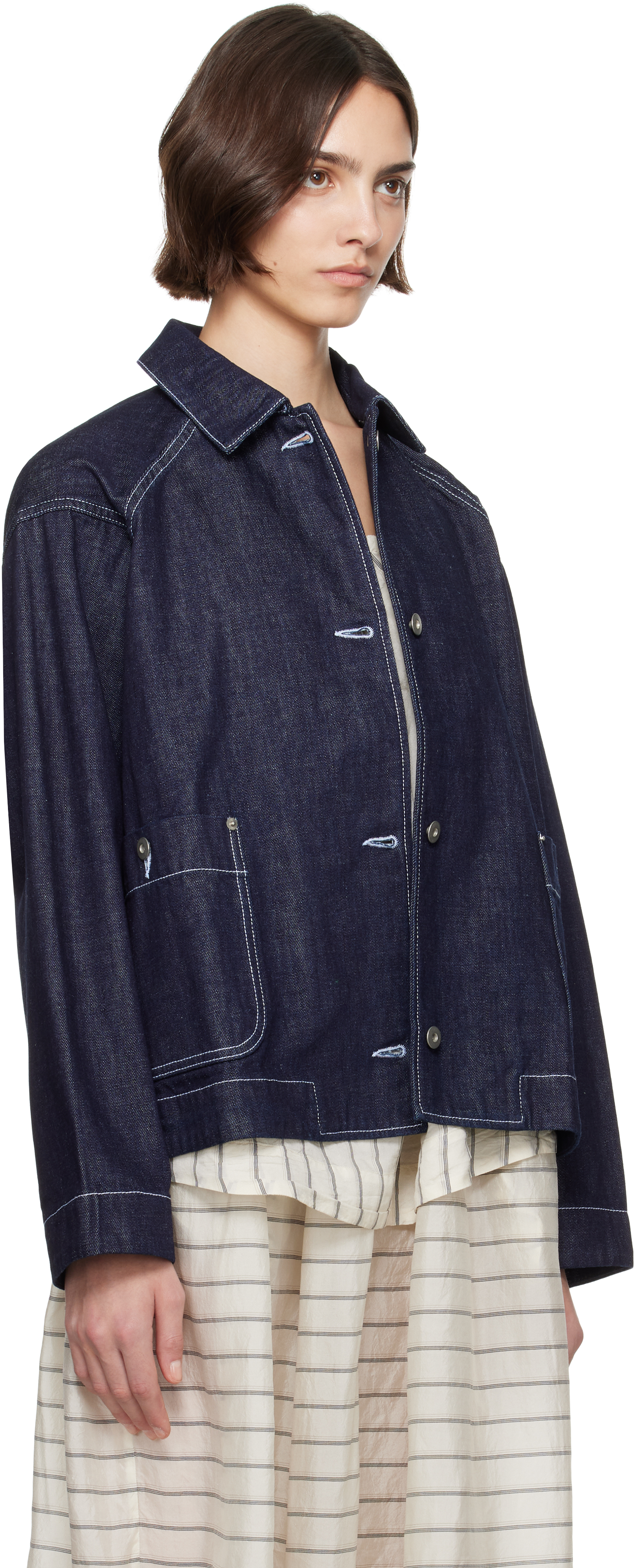 Casey Casey Indigo Drays Travail Denim Jacket In Indigo