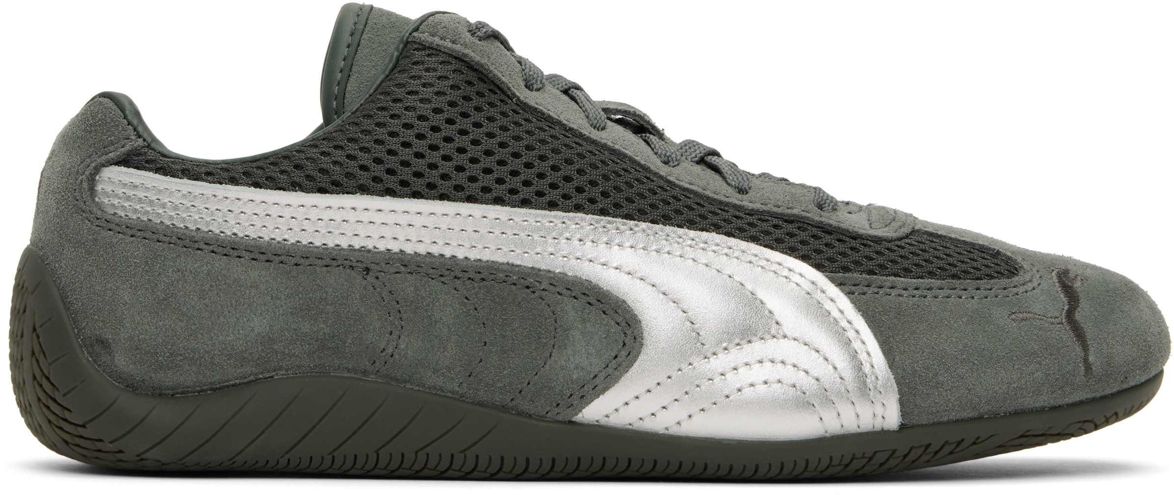 PUMA: Gray & Silver Speedcat Premium Sneakers | SSENSE