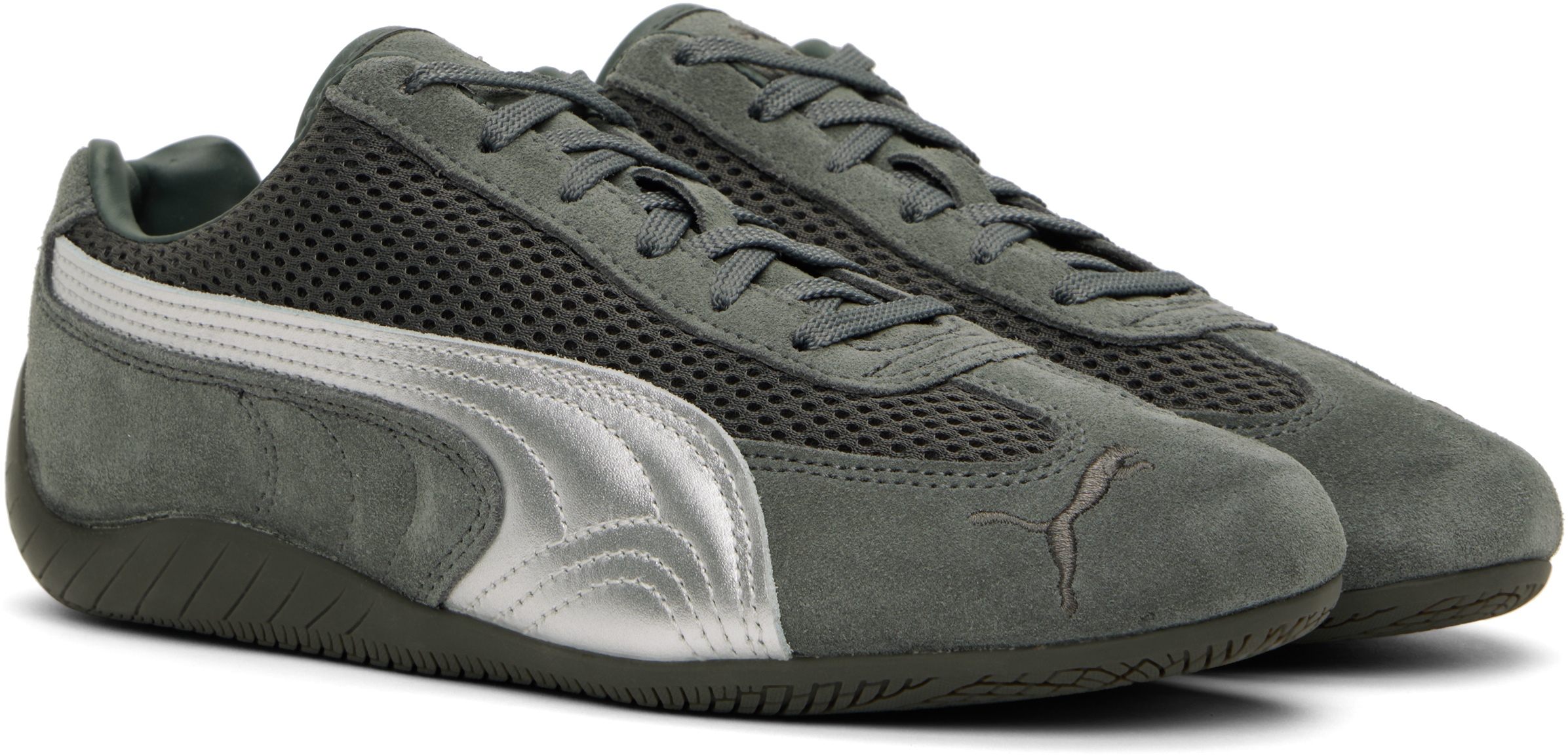 Puma 'speedcat' Grey Low Top Sneakers With Logo Patch On The Tongue And Formstrip Logo Detail On The Side In Gray