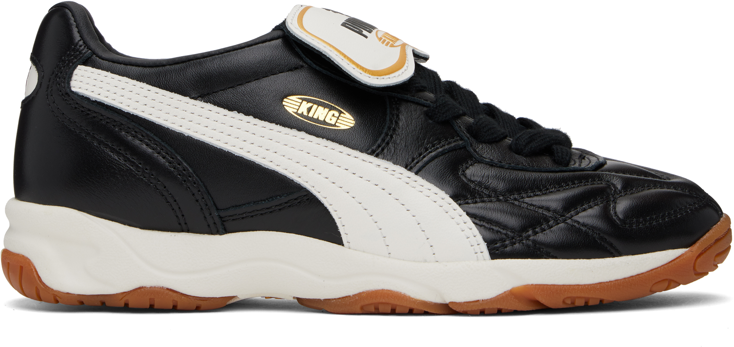 Puma 'king' Black Sneakers With Formstrip Logo Detail On The Side And Logo Patch On The Tongue In  Black-warm Whit