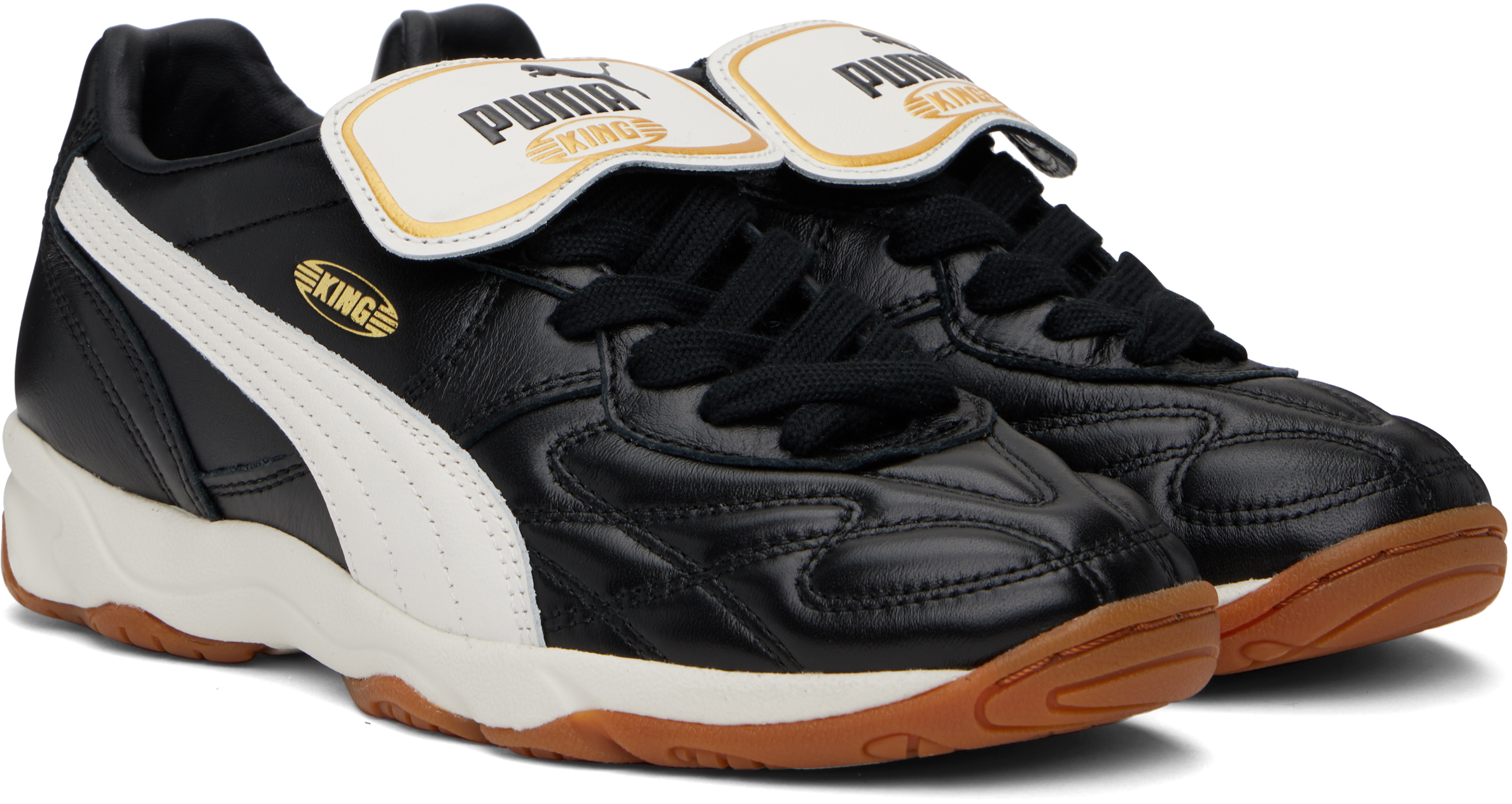 Puma 'king' Black Sneakers With Formstrip Logo Detail On The Side And Logo Patch On The Tongue In  Black-warm Whit