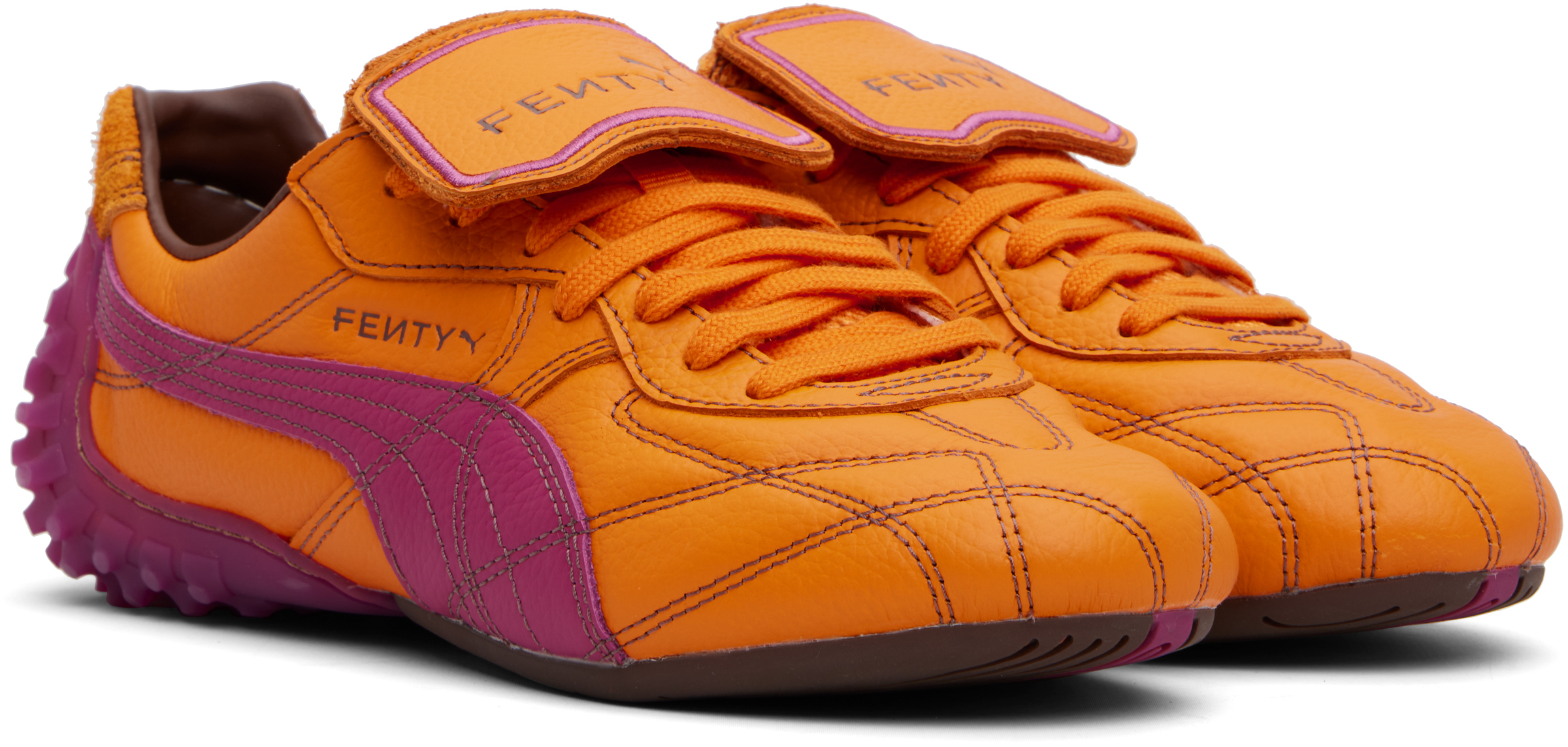 Puma Orange & Pink Fenty Edition Avanti Ls Stitched Sneakers In Pumpkin Pie-pinktast
