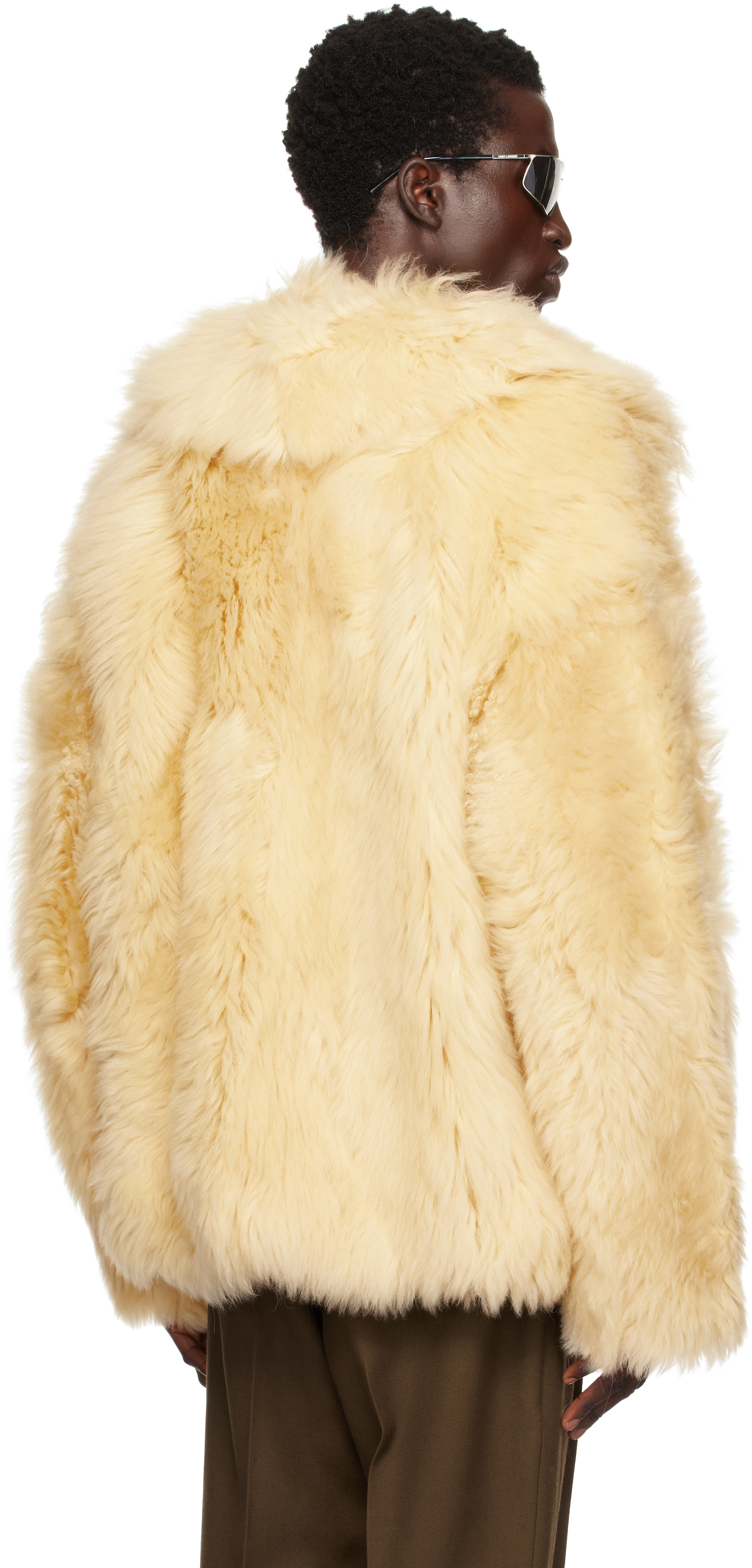 MOOSE KNUCKLES YELLOW EFNA SHORT SHEARLING COAT 