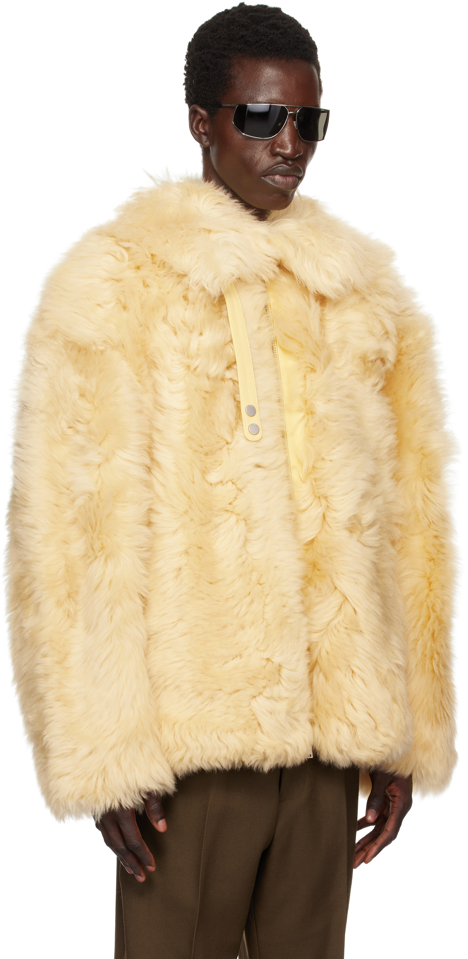 MOOSE KNUCKLES YELLOW EFNA SHORT SHEARLING COAT 