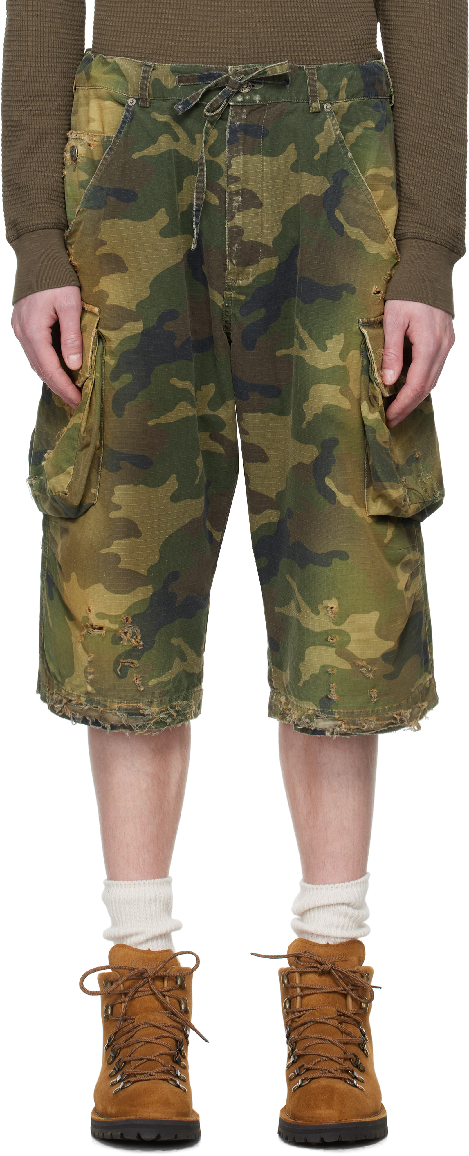 Khaki Camo Bermuda Cargo Shorts