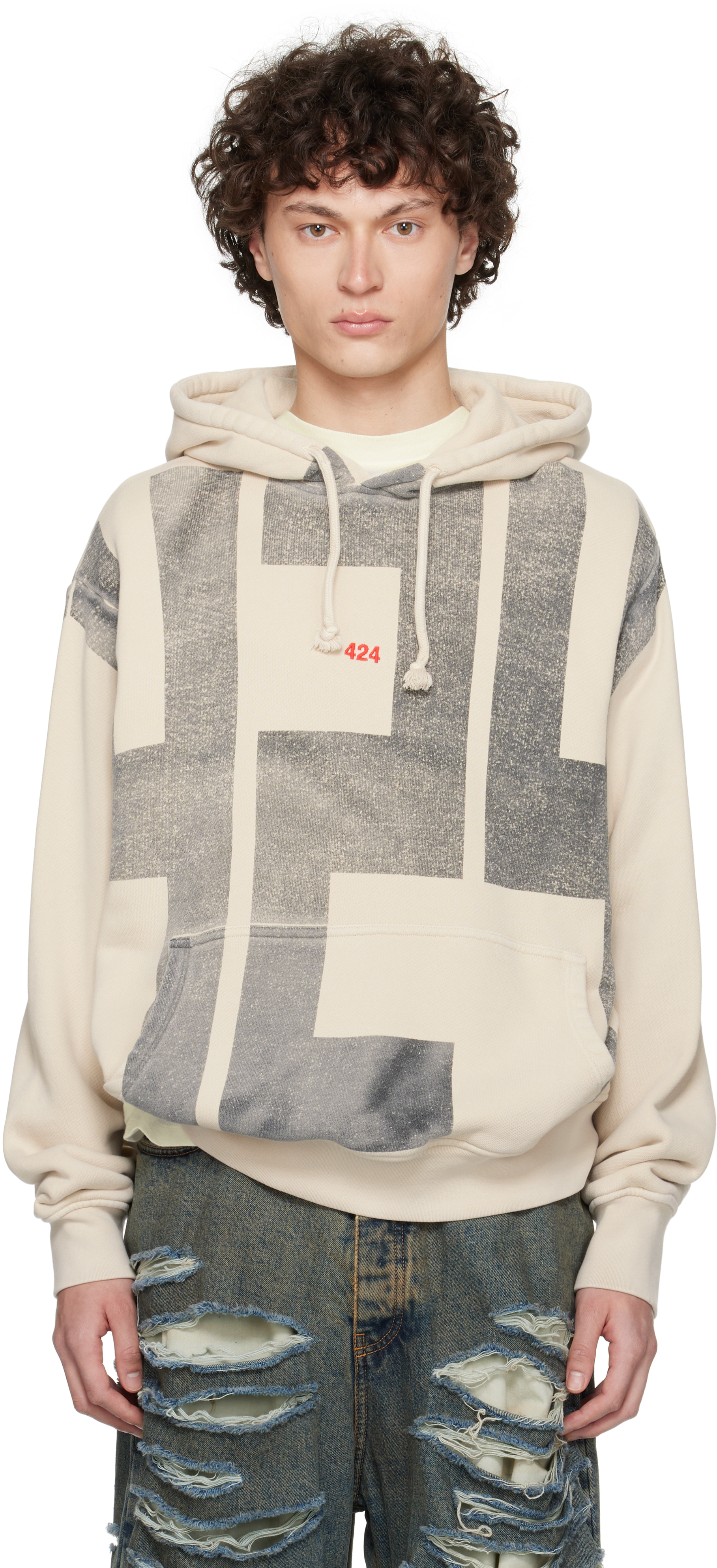 Beige '424' Block Hoodie