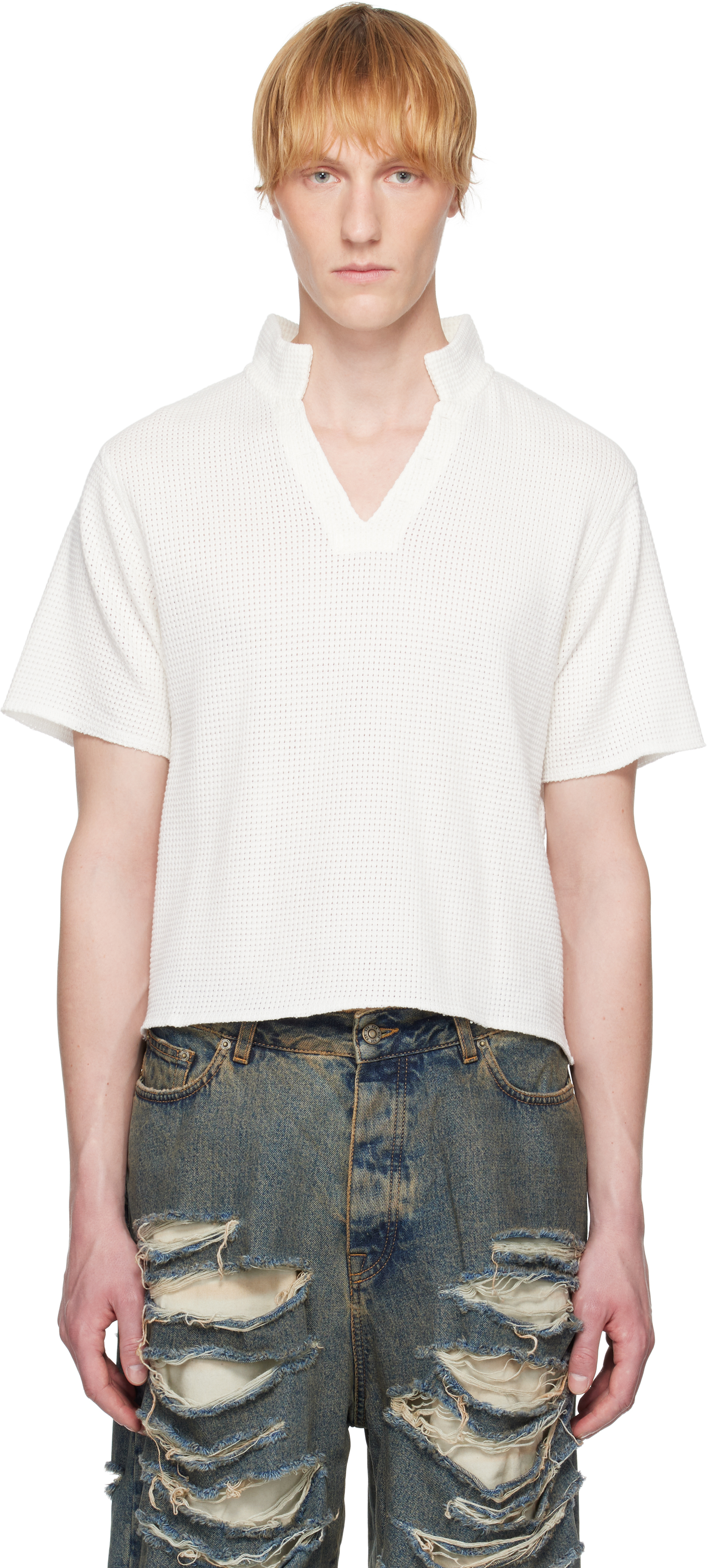 White Jersey Thermal Polo