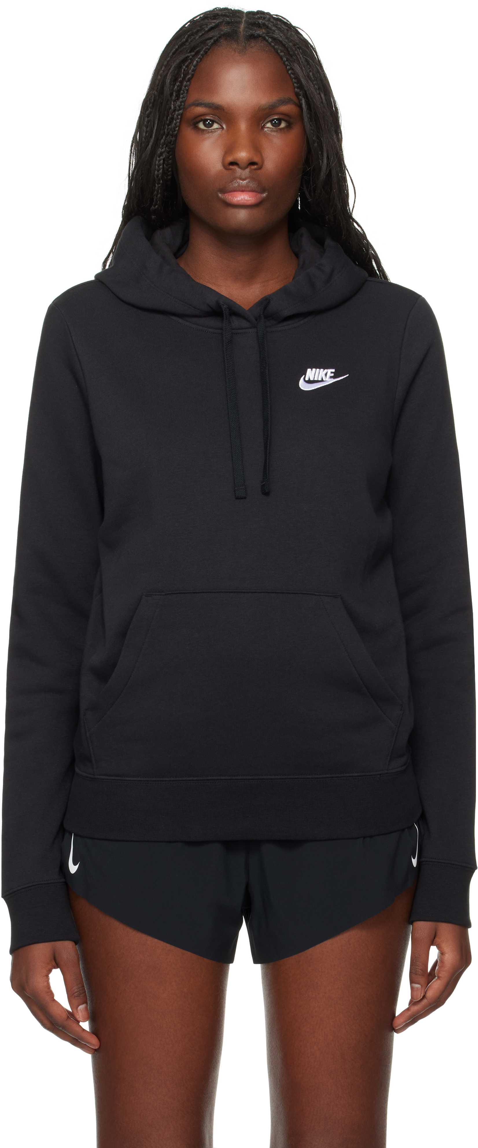 Nike club fleece hoodie black best sale