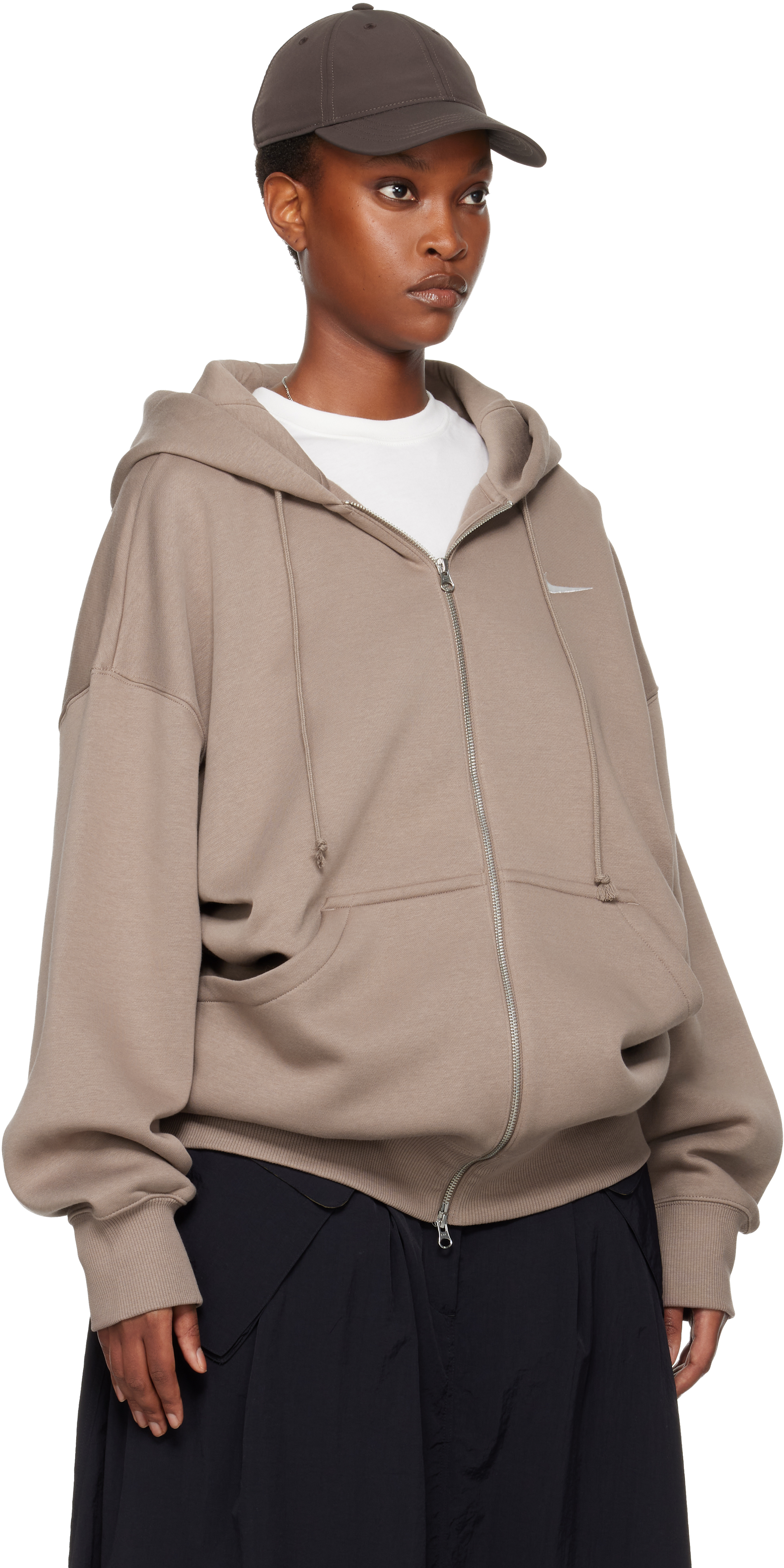 Nike Taupe Sportswear Phoenix Fleece Hoodie In Brown