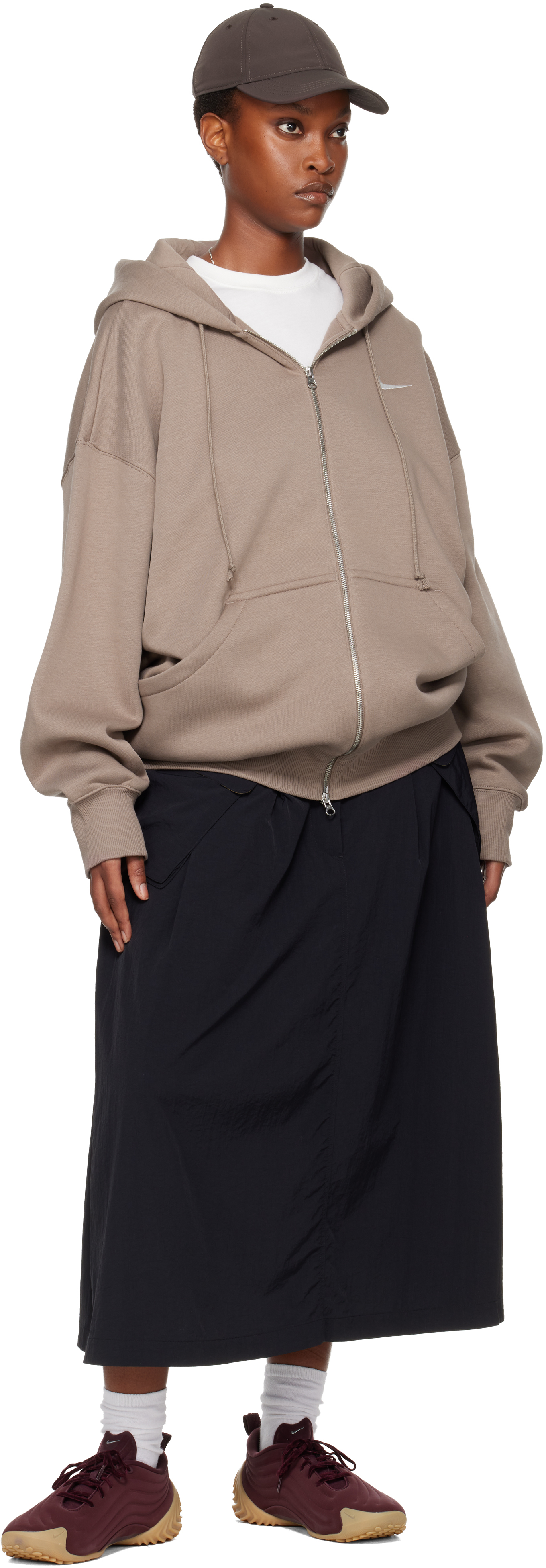 Nike Taupe Sportswear Phoenix Fleece Hoodie In Brown