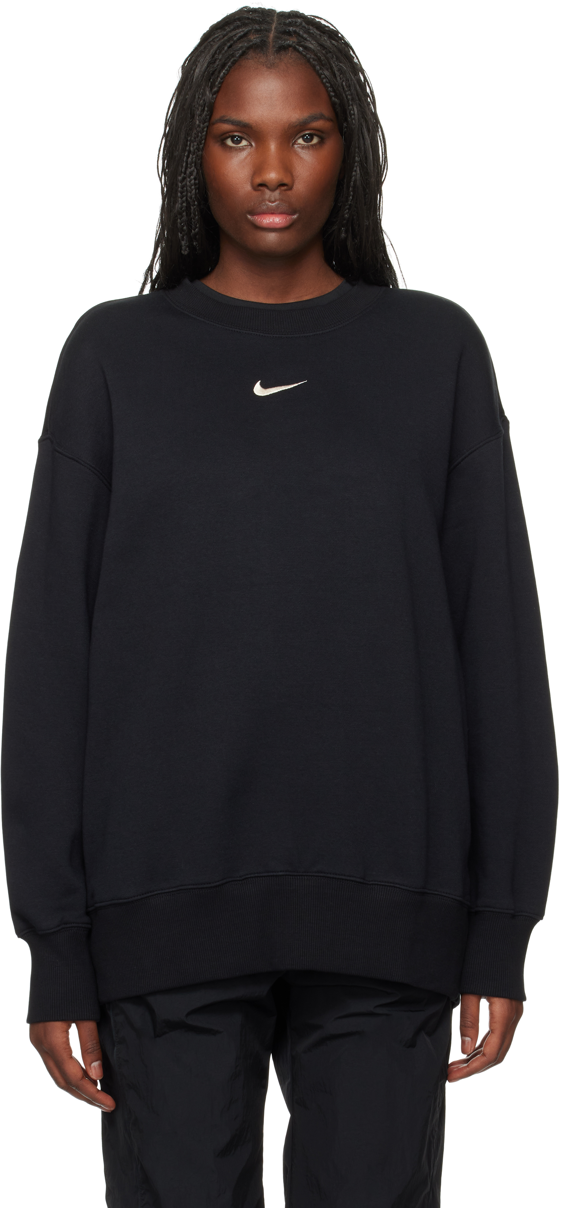 Shop Nike Black Sportswear Phoenix Fleece Sweatshirt In Black/sail