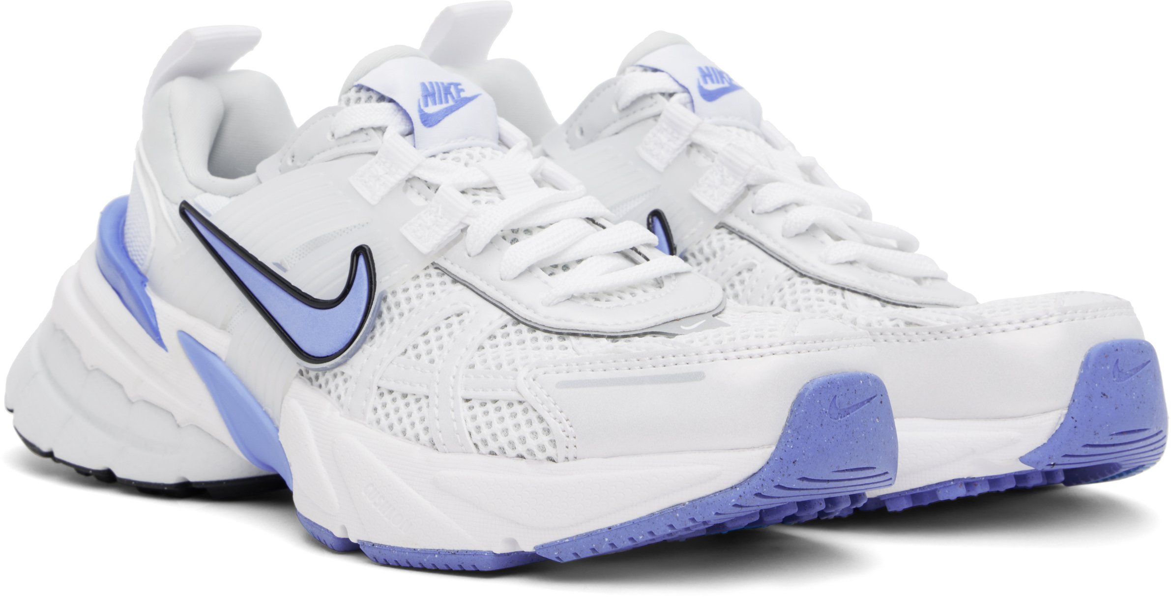 Nike White & Navy V2k Run Sneakers In White/royal Pulse-su