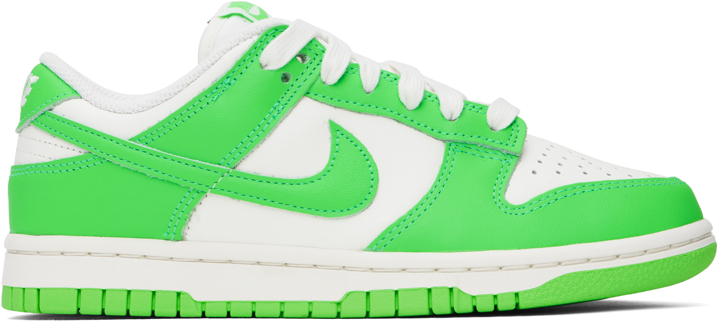 White & Green Dunk Low Sneakers