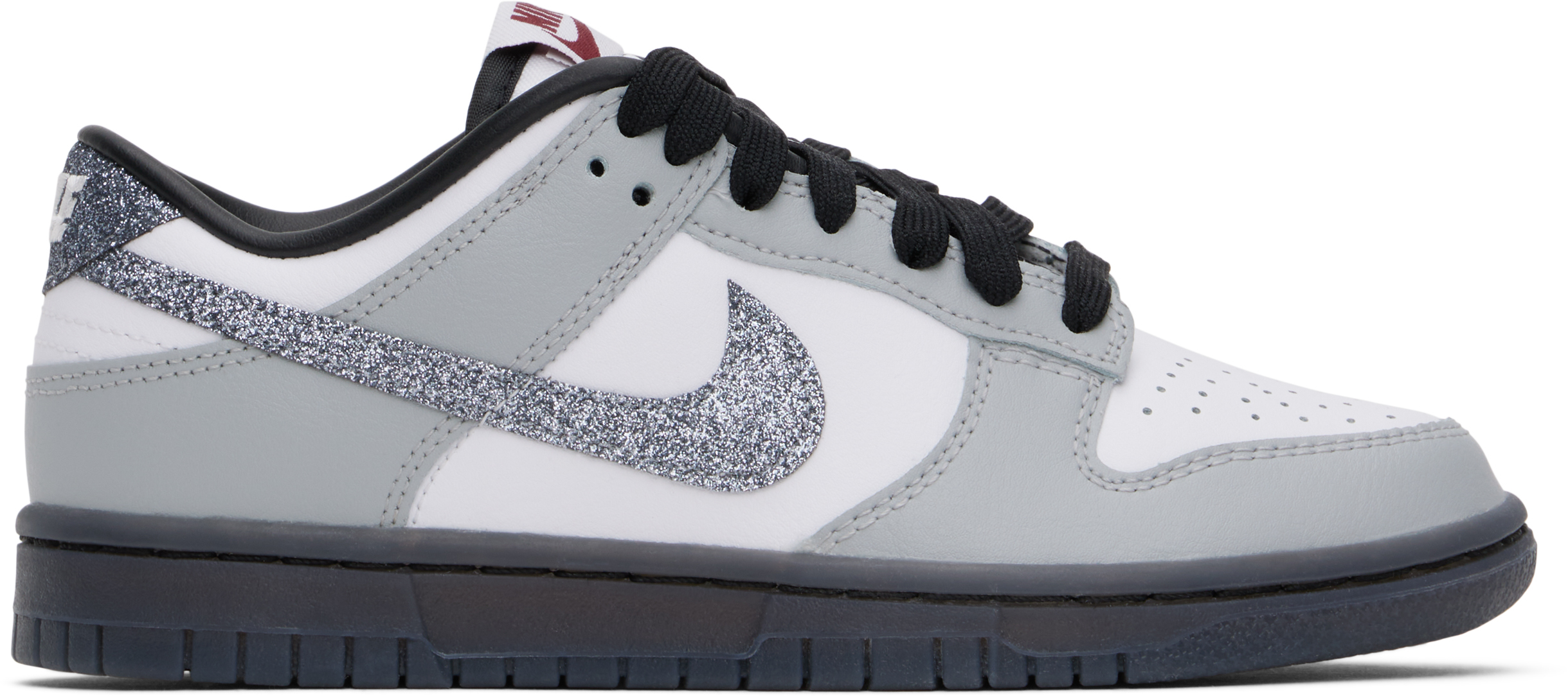 Nike Gray & White Dunk Low Lx Sneakers In White/black-team Red