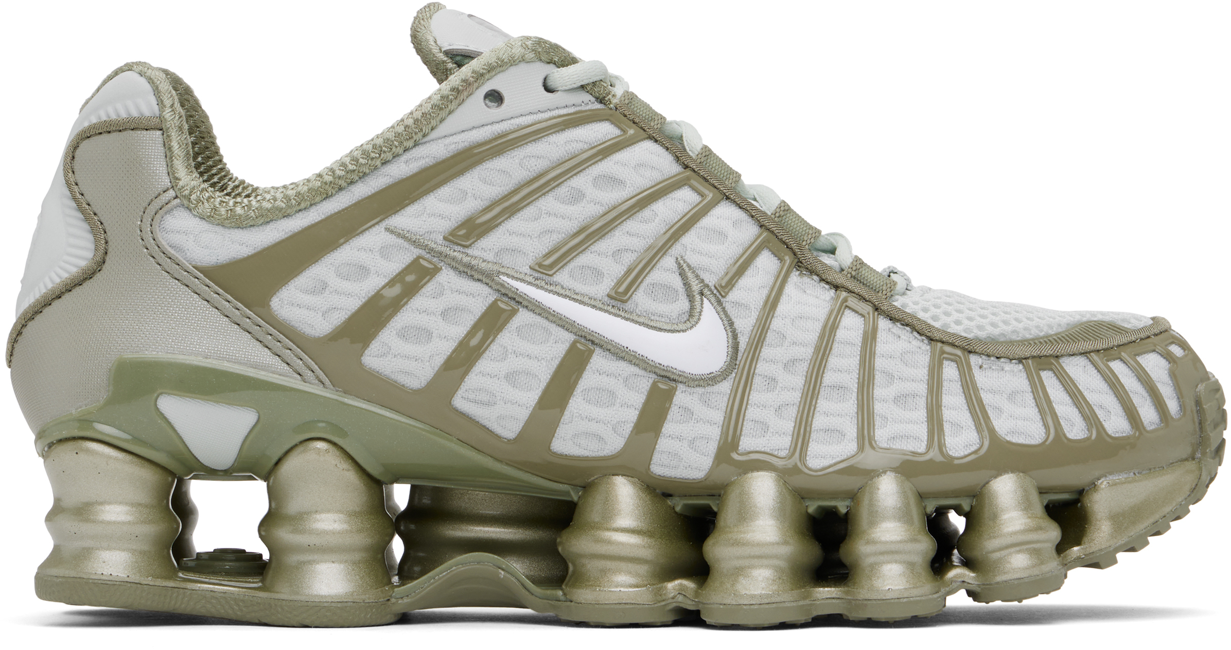 Nike: Silver & Khaki Shox TL Sneakers | SSENSE