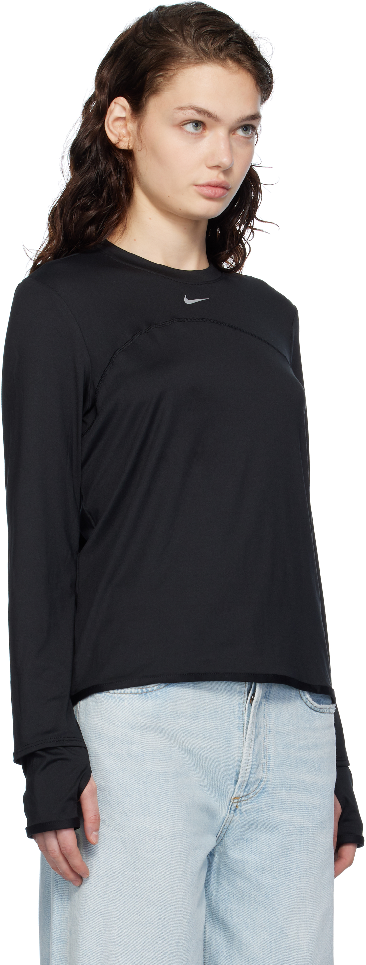 Nike Black Dri-fit Swift Element Uv Sport T-shirt In Black/reflective Sil