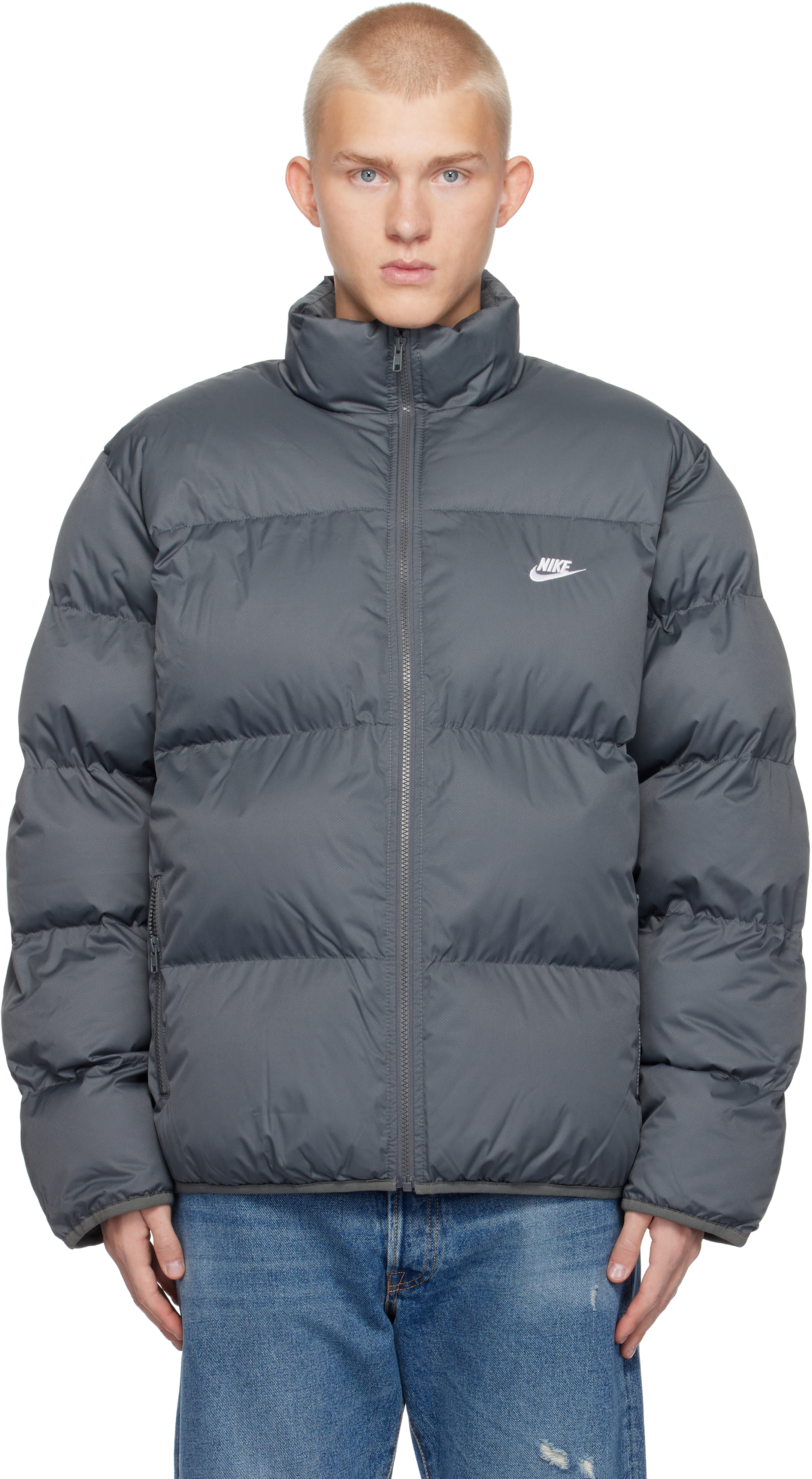 Nike padded down jacket grey online