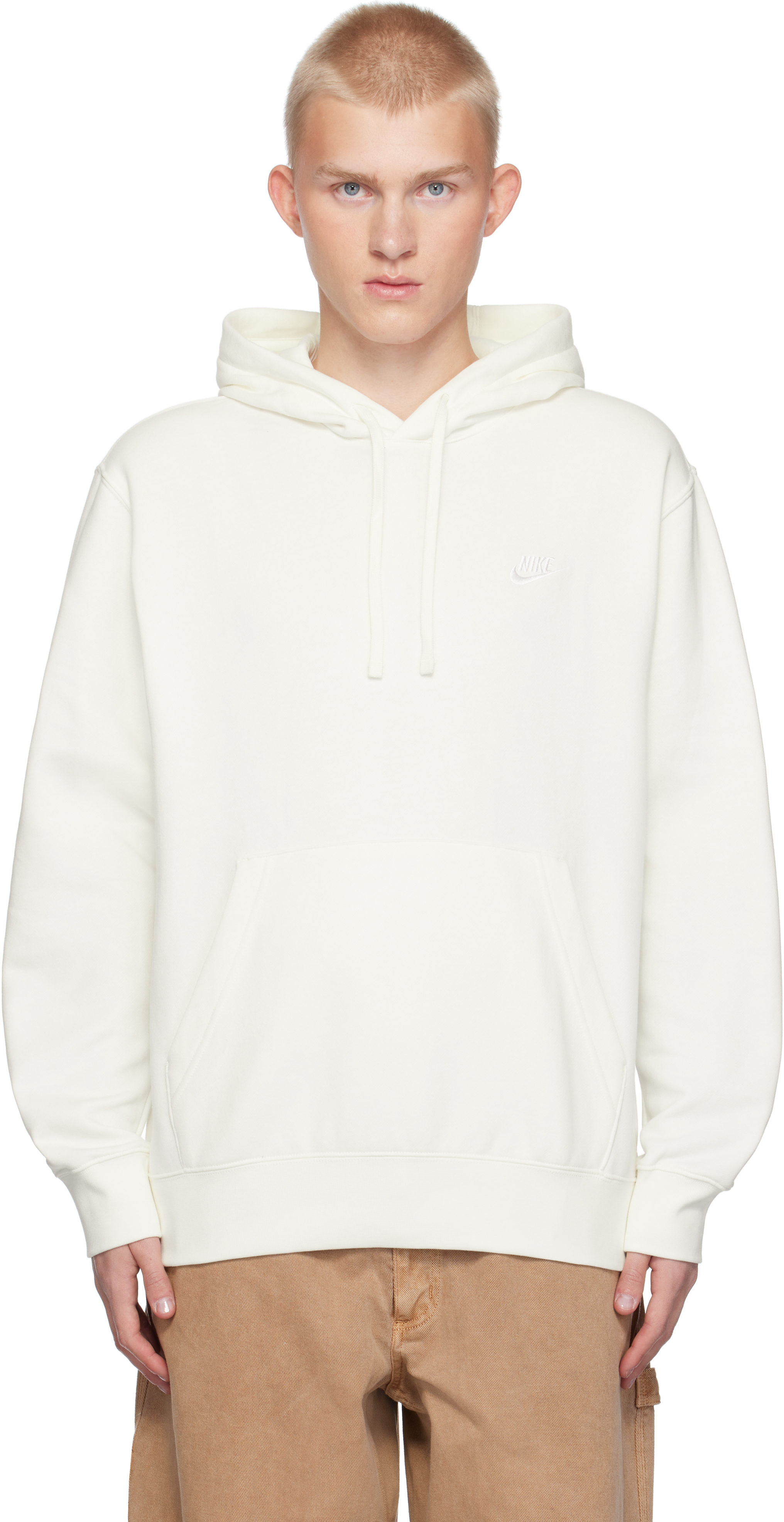 Nike White Sportswear Club Fleece Hoodie In Sail/sail/white