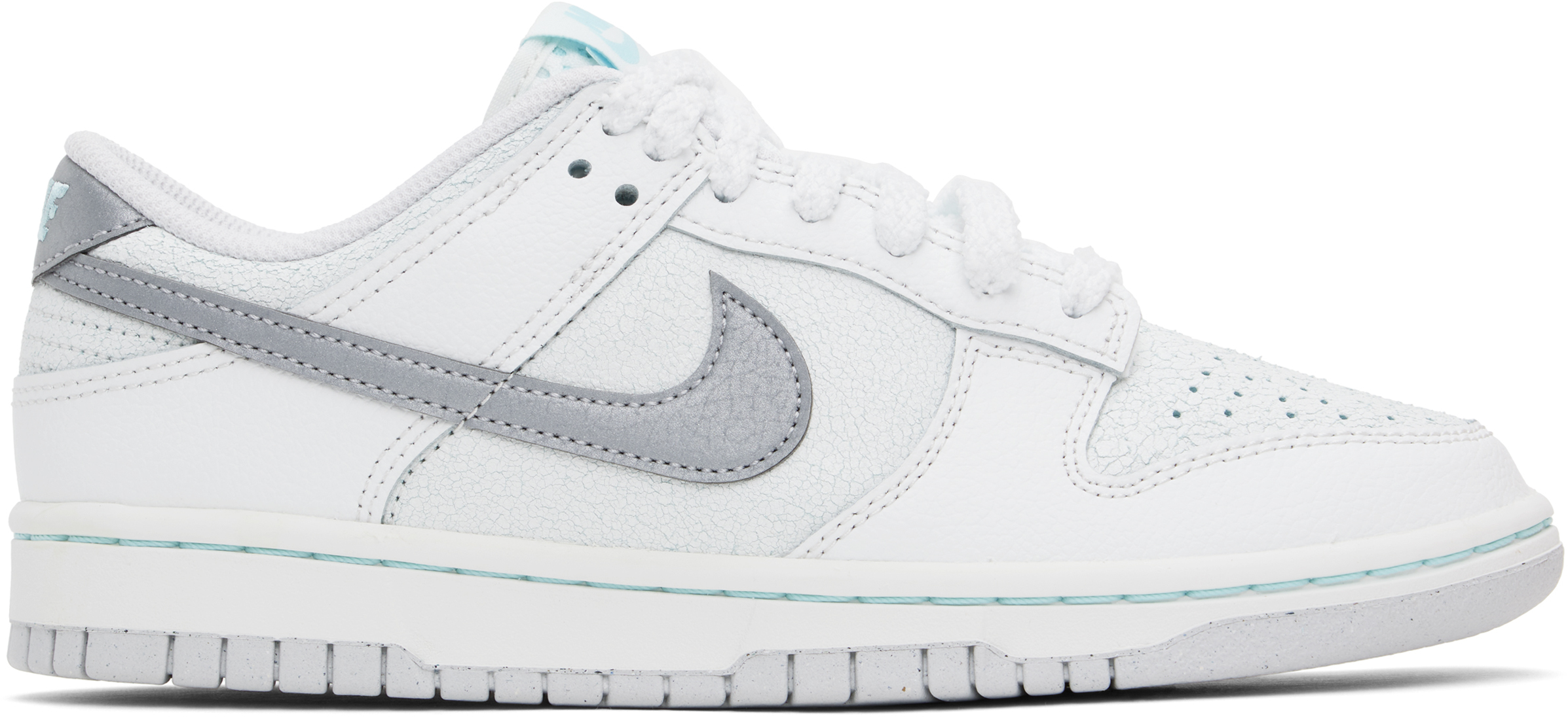 Nike Dunk Low Retro Sneakers In Grey Leather In Glacier Ice/metallic