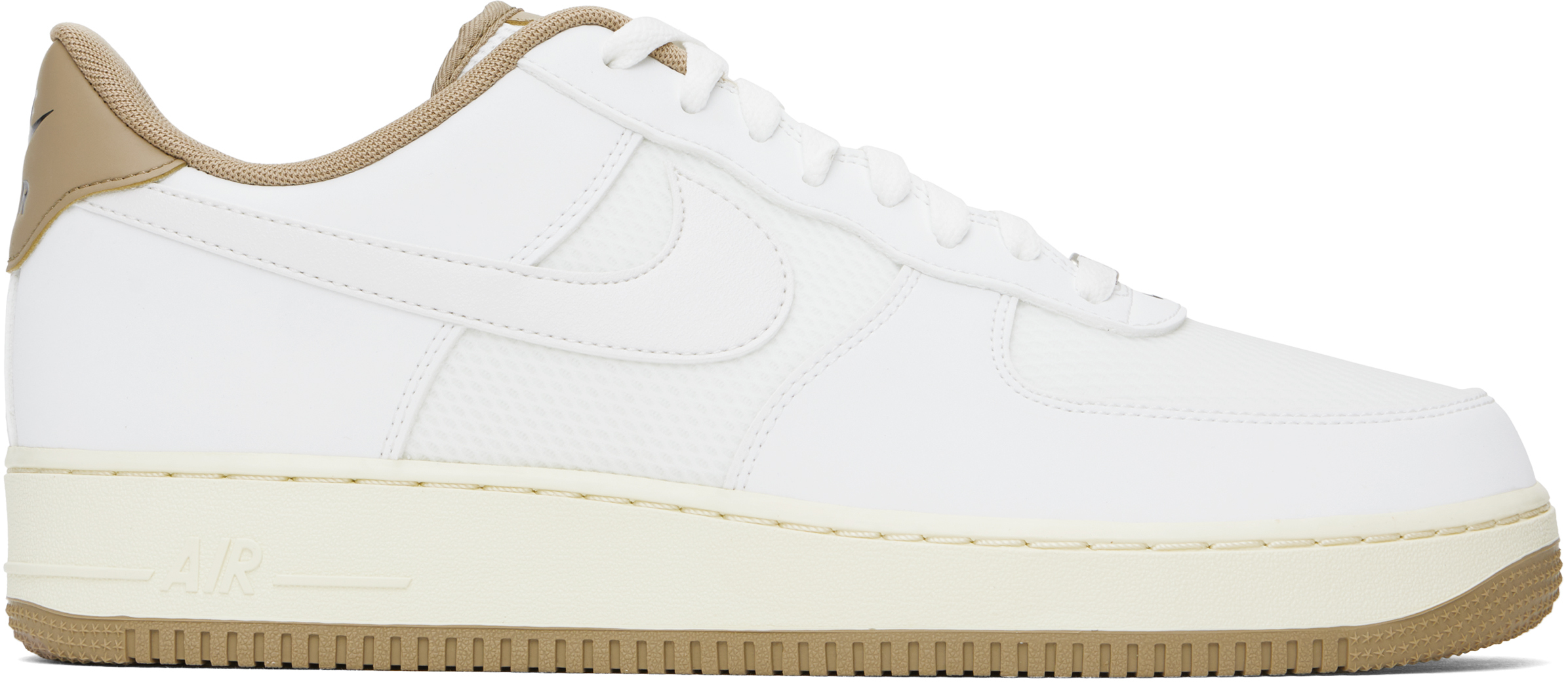 White & Tan Air Force 1 '07 LV8 Sneakers