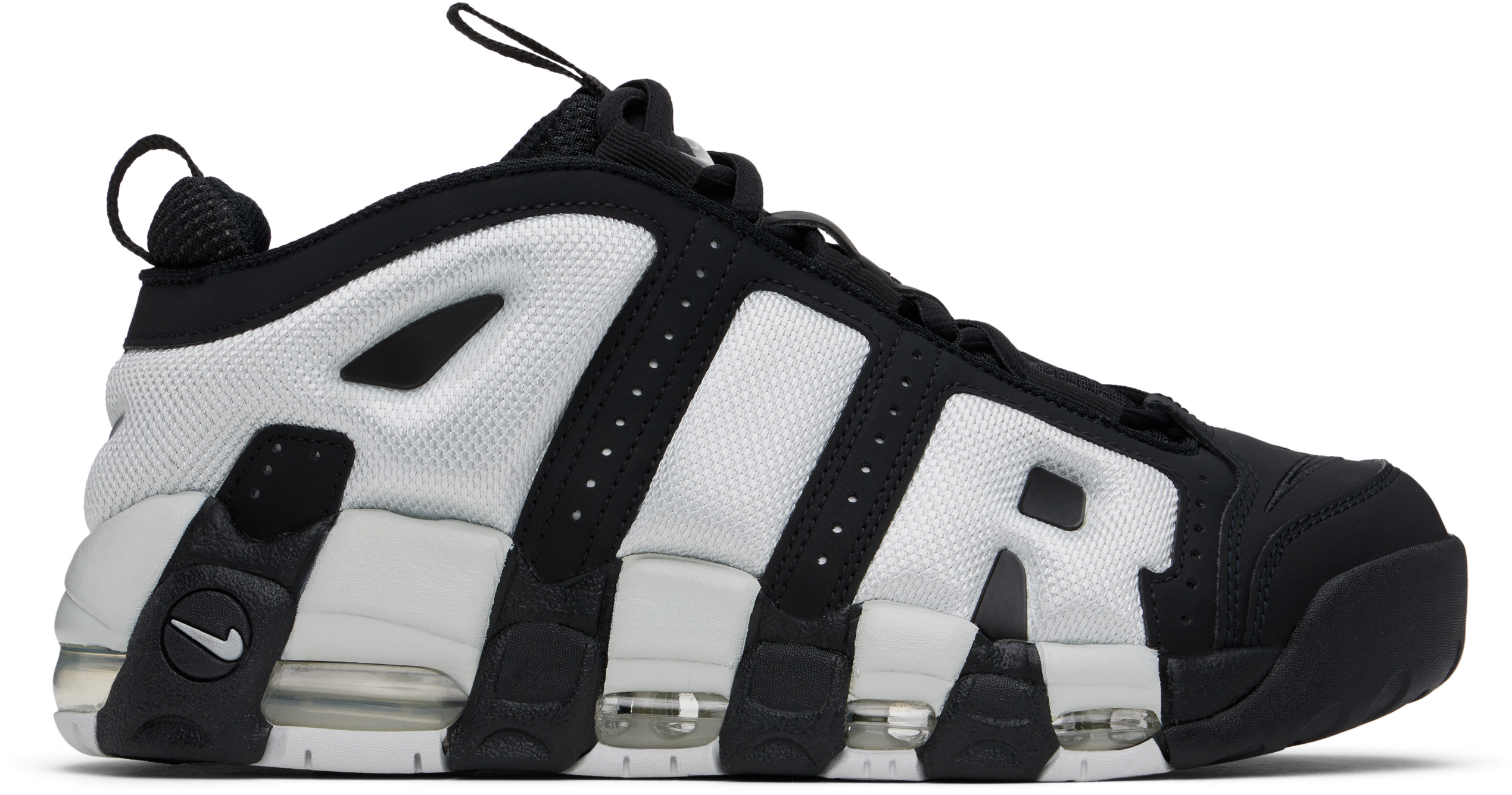 Nike Black & White Air More Uptempo Low Sneakers In Black/photon Dust-me