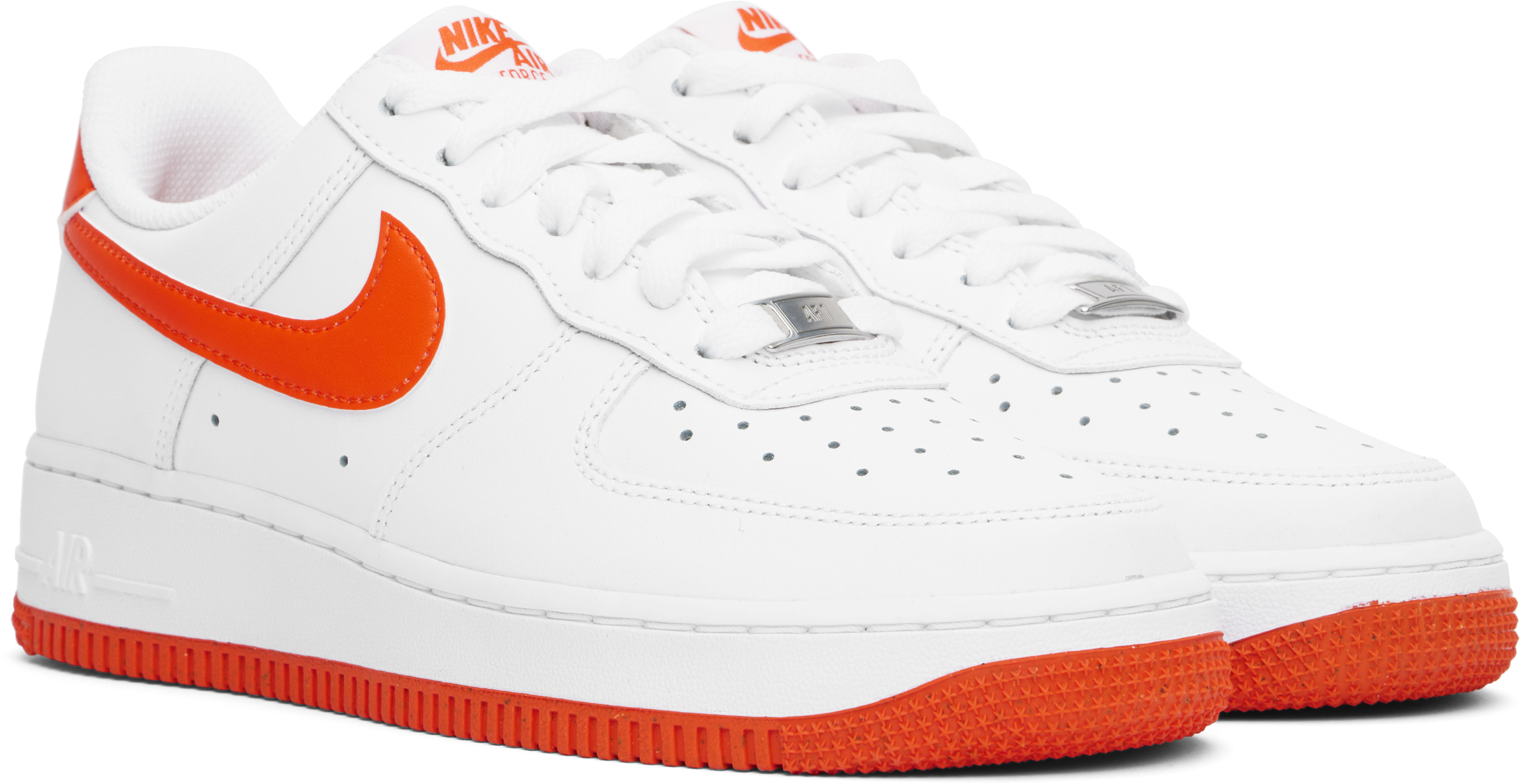 Nike White & Orange Air Force 1 '07 Sneakers In White/safety Orange-