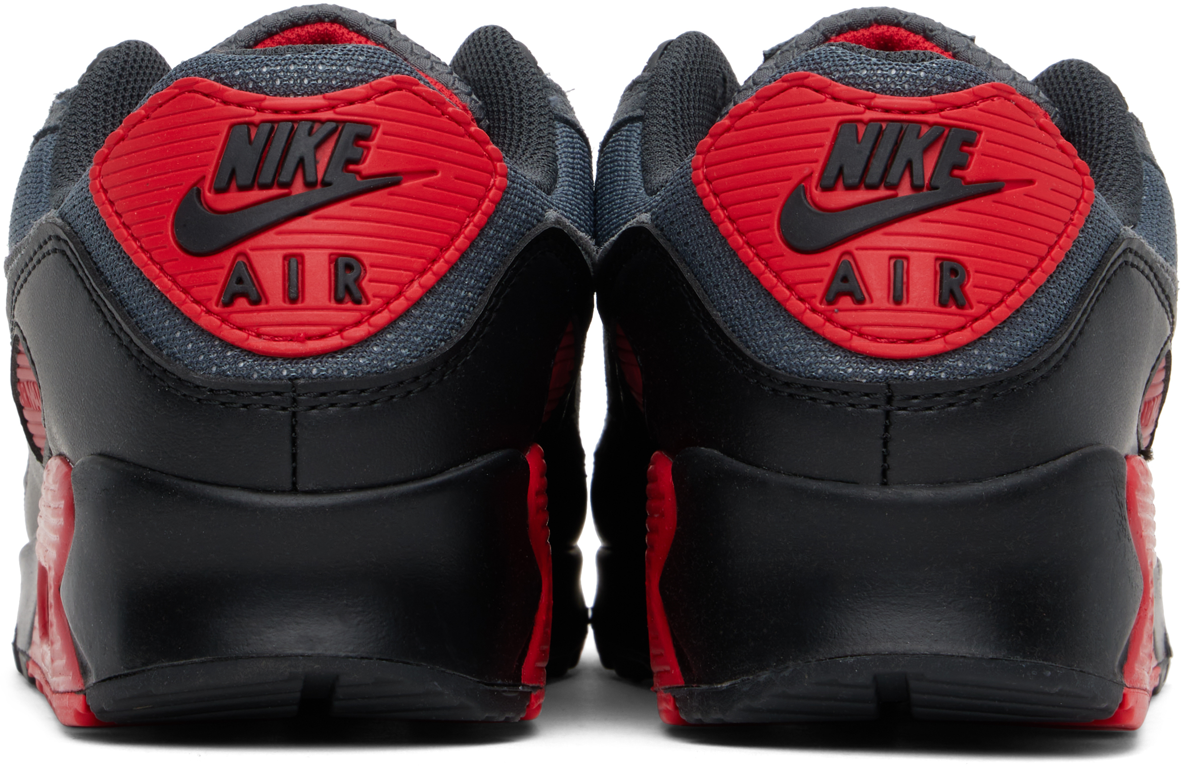 Shop Nike Gray & Red Air Max 90 Sneakers In Black/smoke Grey-iro