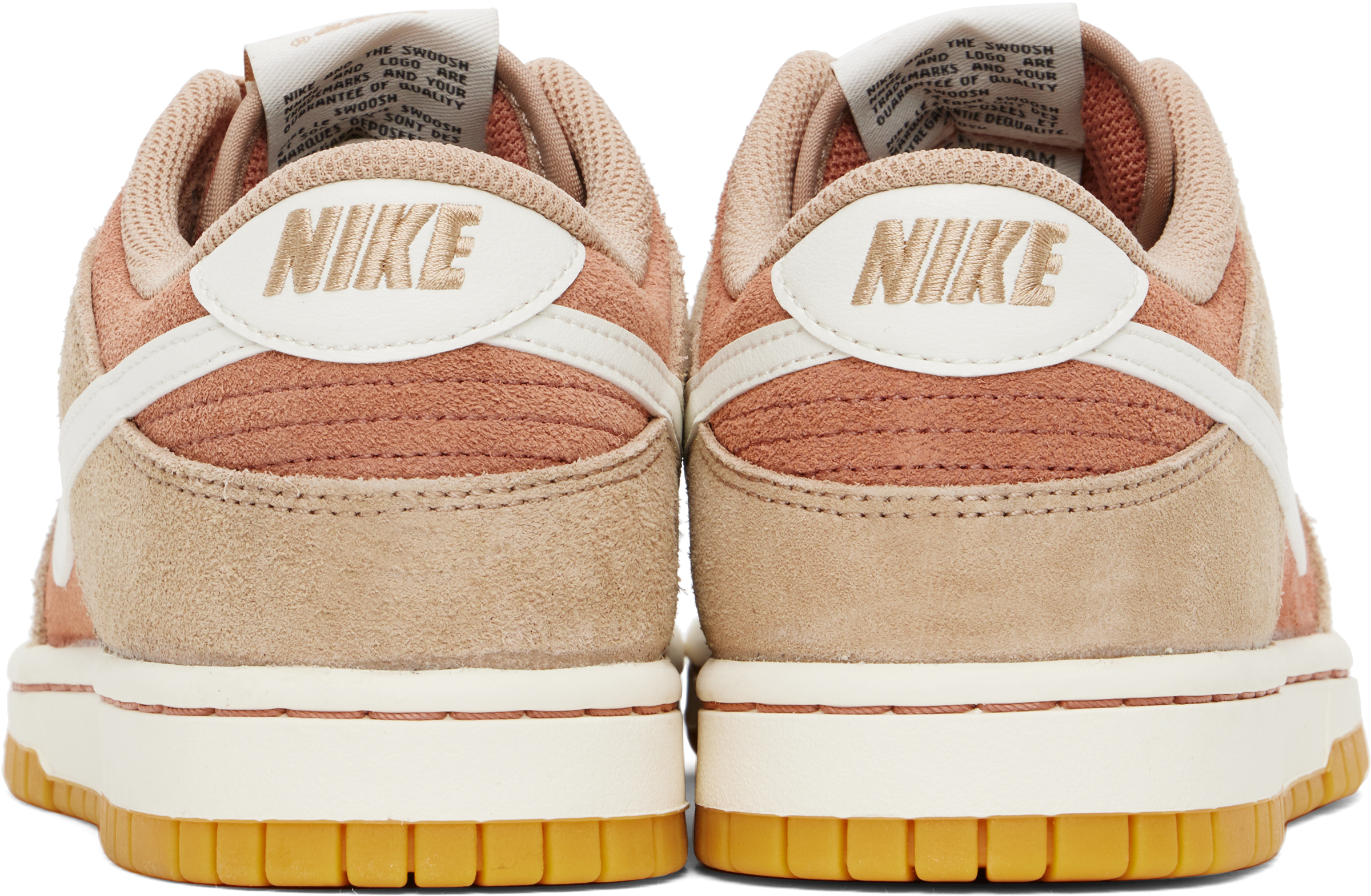 NIKE PINK & BROWN DUNK LOW RETRO SE SNEAKERS