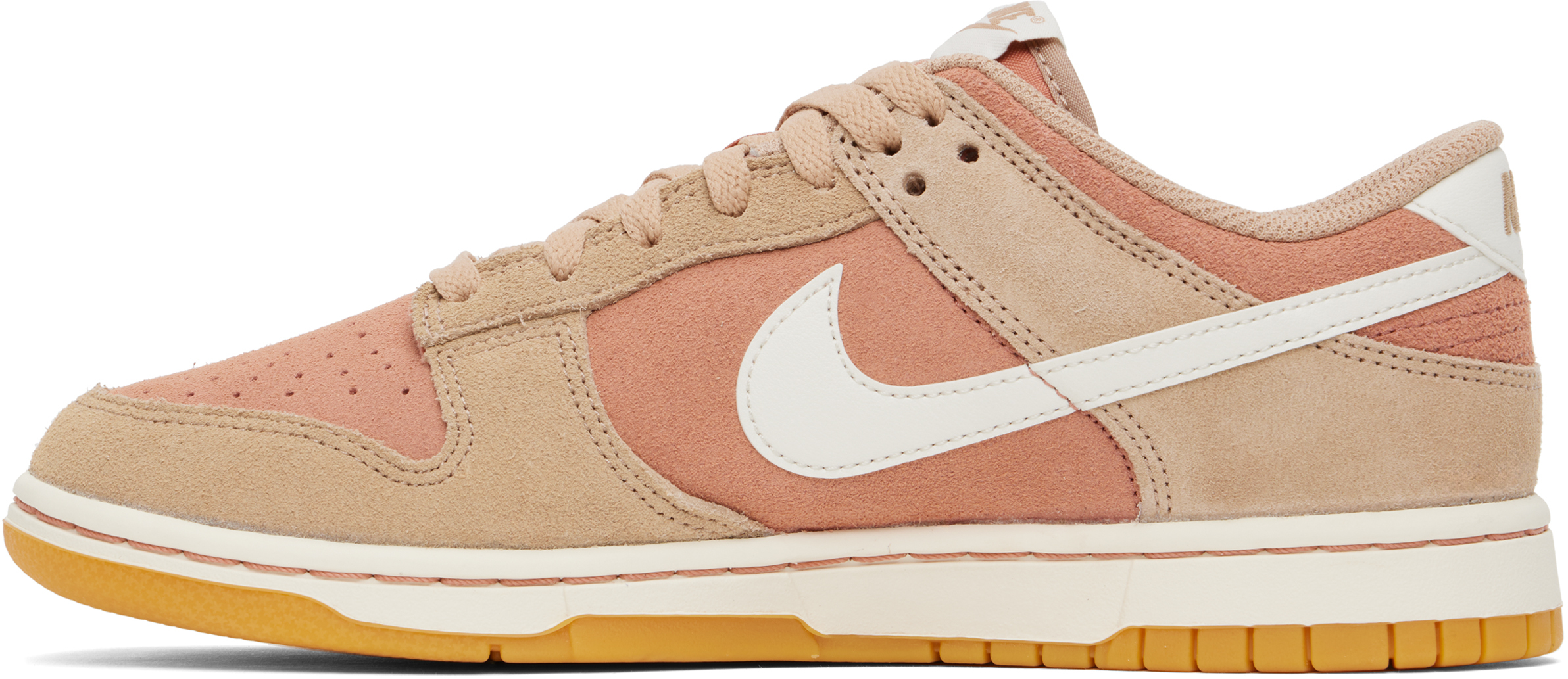 NIKE PINK & BROWN DUNK LOW RETRO SE SNEAKERS