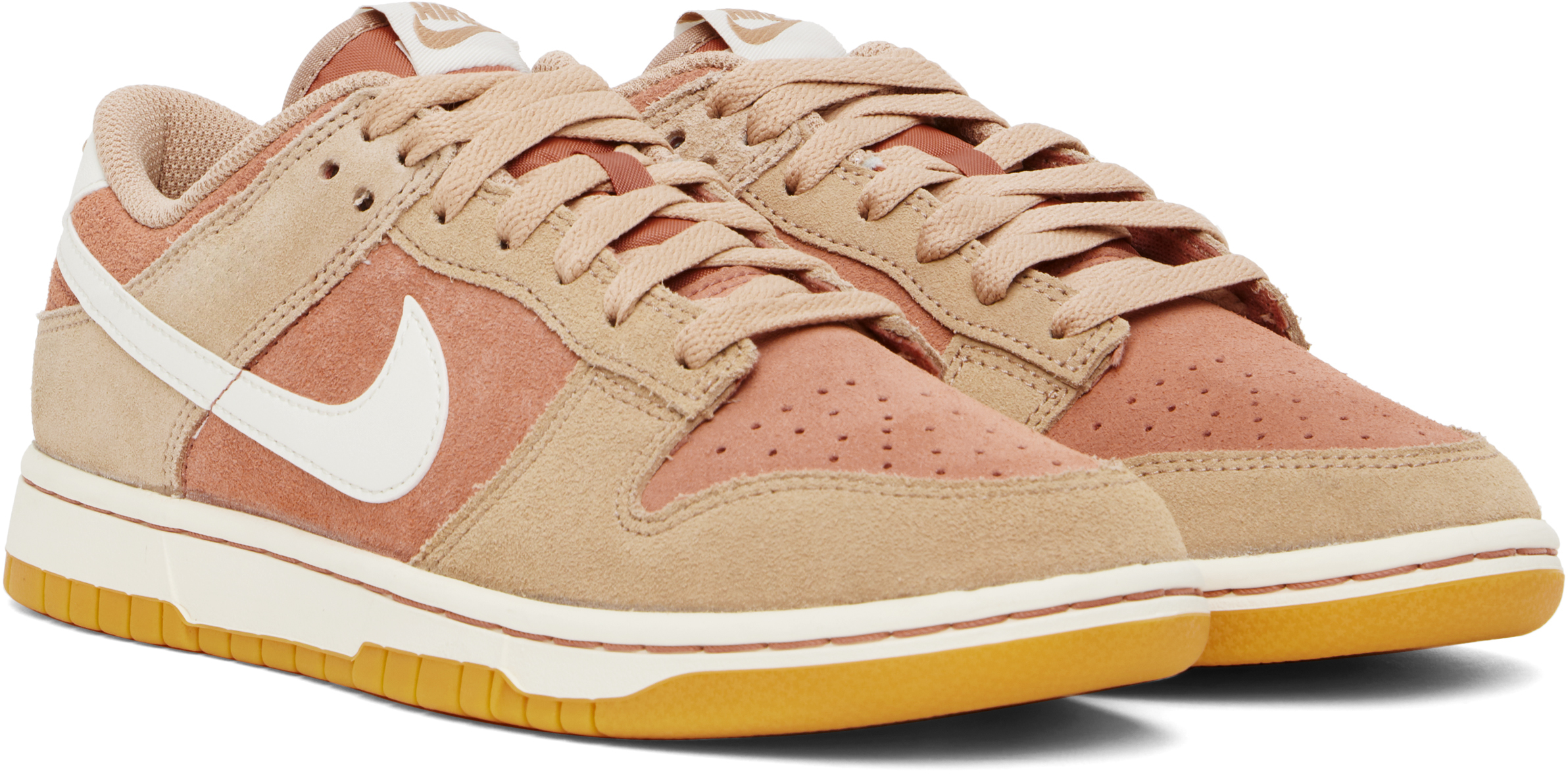 NIKE PINK & BROWN DUNK LOW RETRO SE SNEAKERS