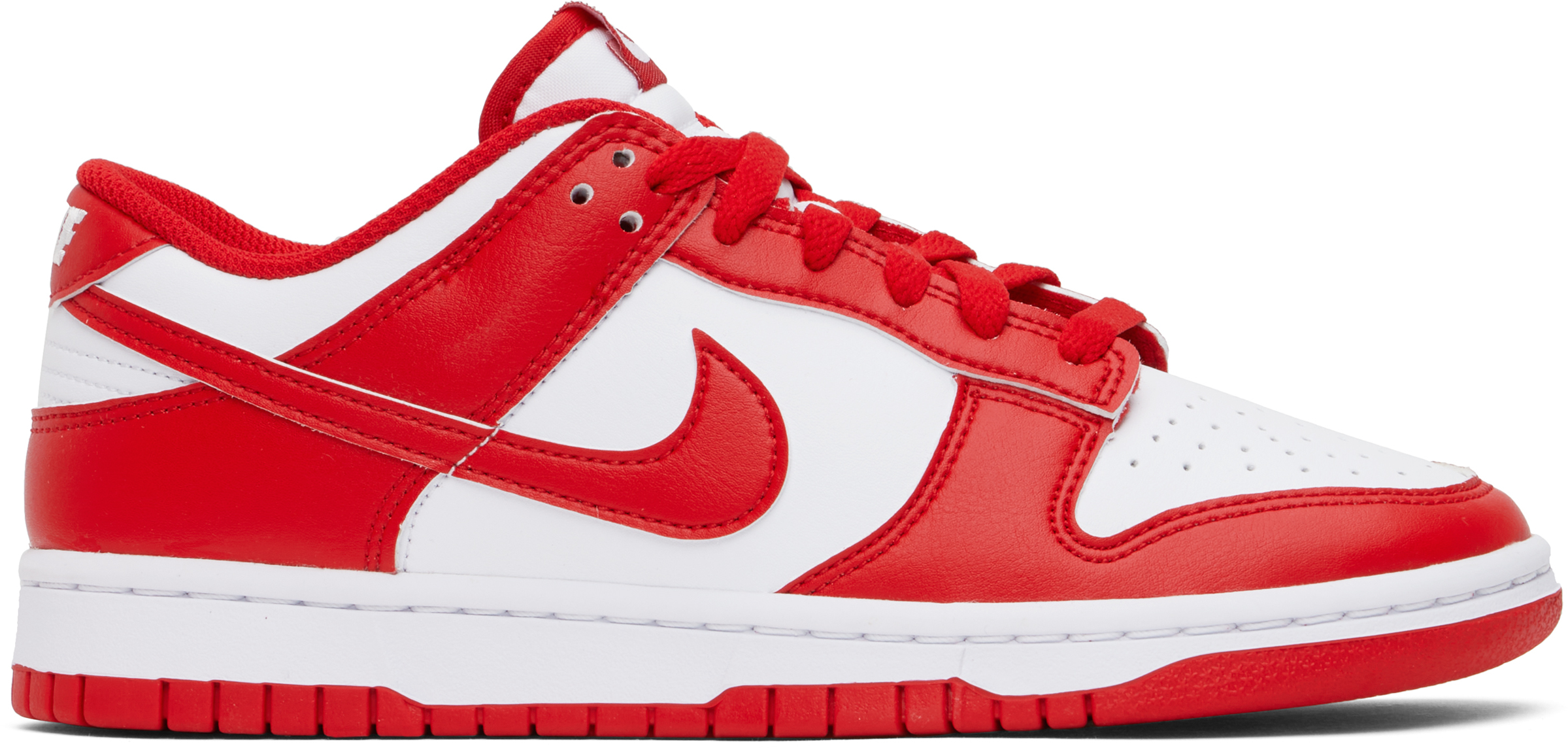 White & Red Dunk Low Retro Sneakers