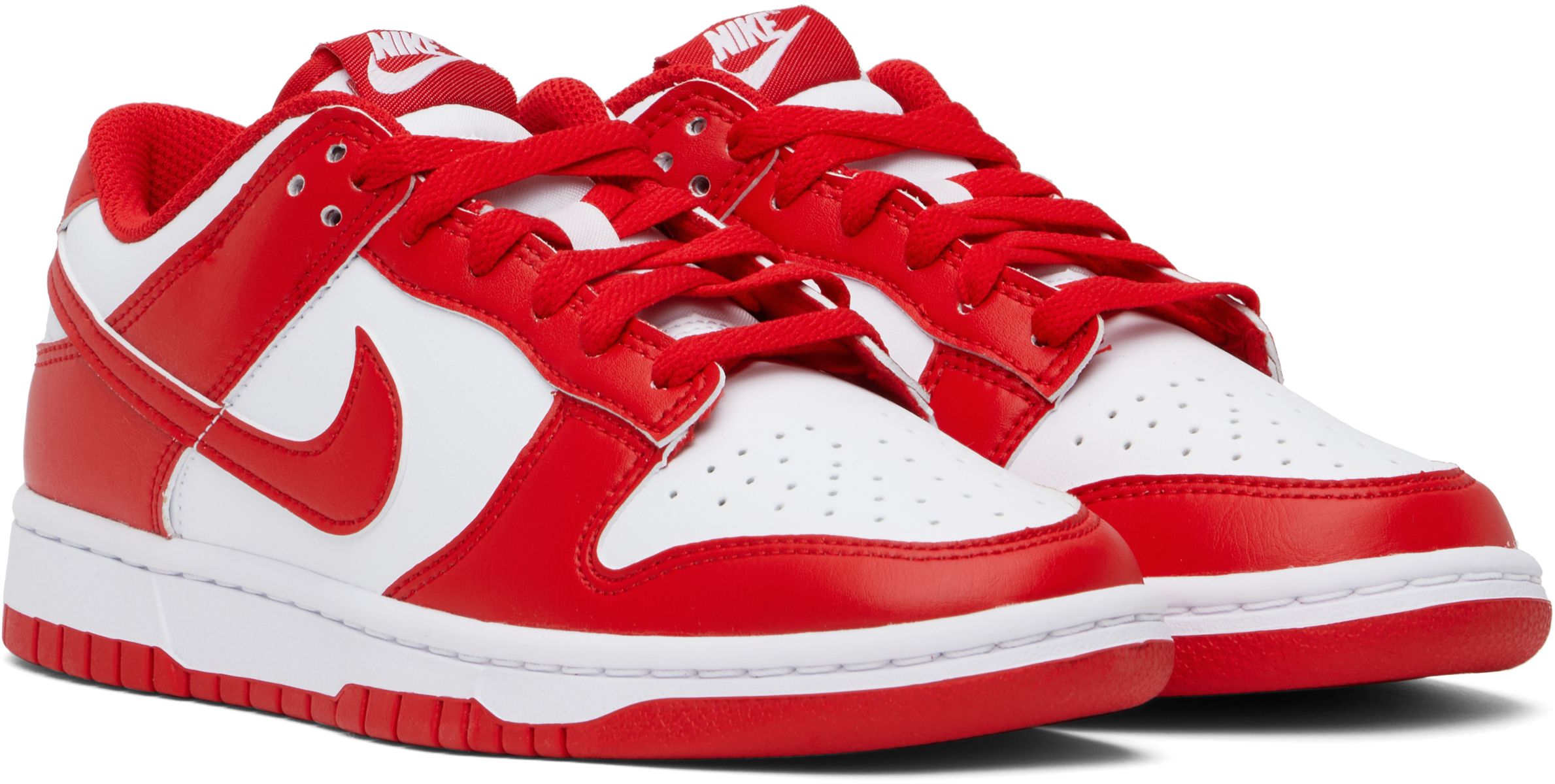 White & Red Dunk Low Retro Sneakers - Thumbnail 4