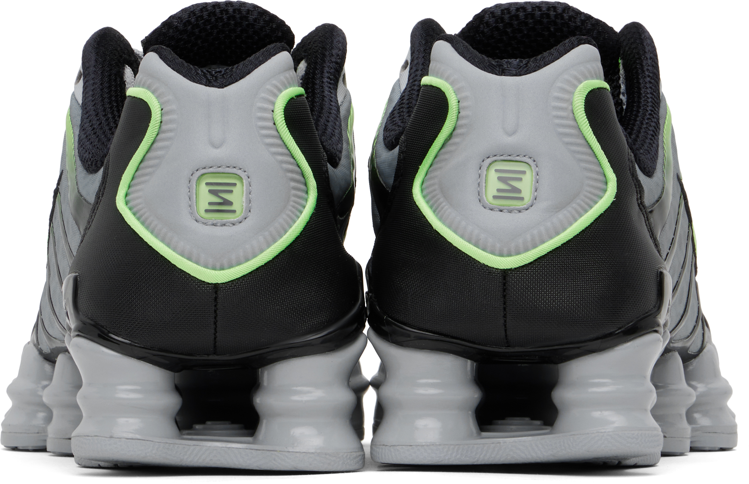 Nike Shox Mesh Panel Sneakers In Wolf Grey/lime Blast