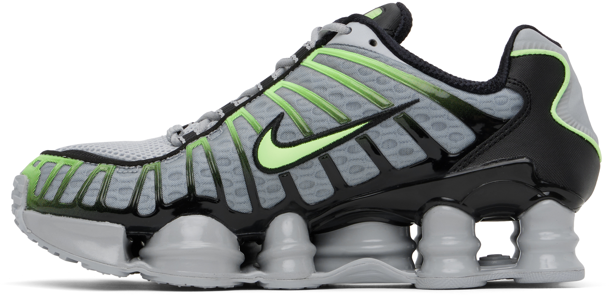 Nike Shox Mesh Panel Sneakers In Wolf Grey/lime Blast