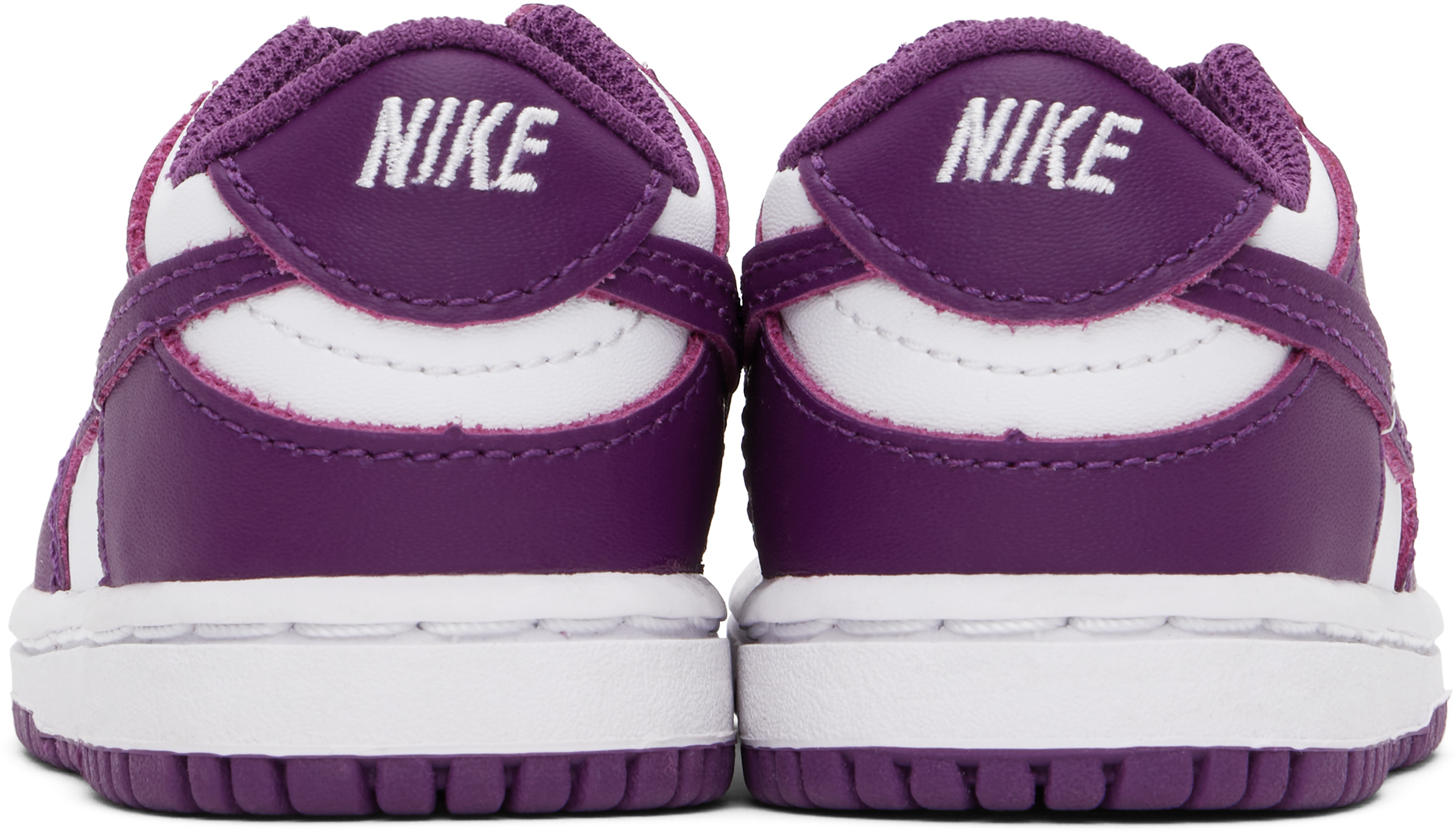 Nike Baby White & Purple Dunk Low Sneakers In White/viotech