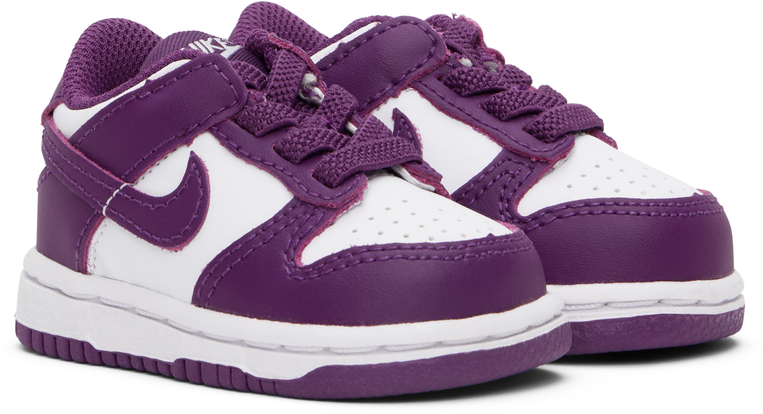 Nike Baby White & Purple Dunk Low Sneakers In White/viotech