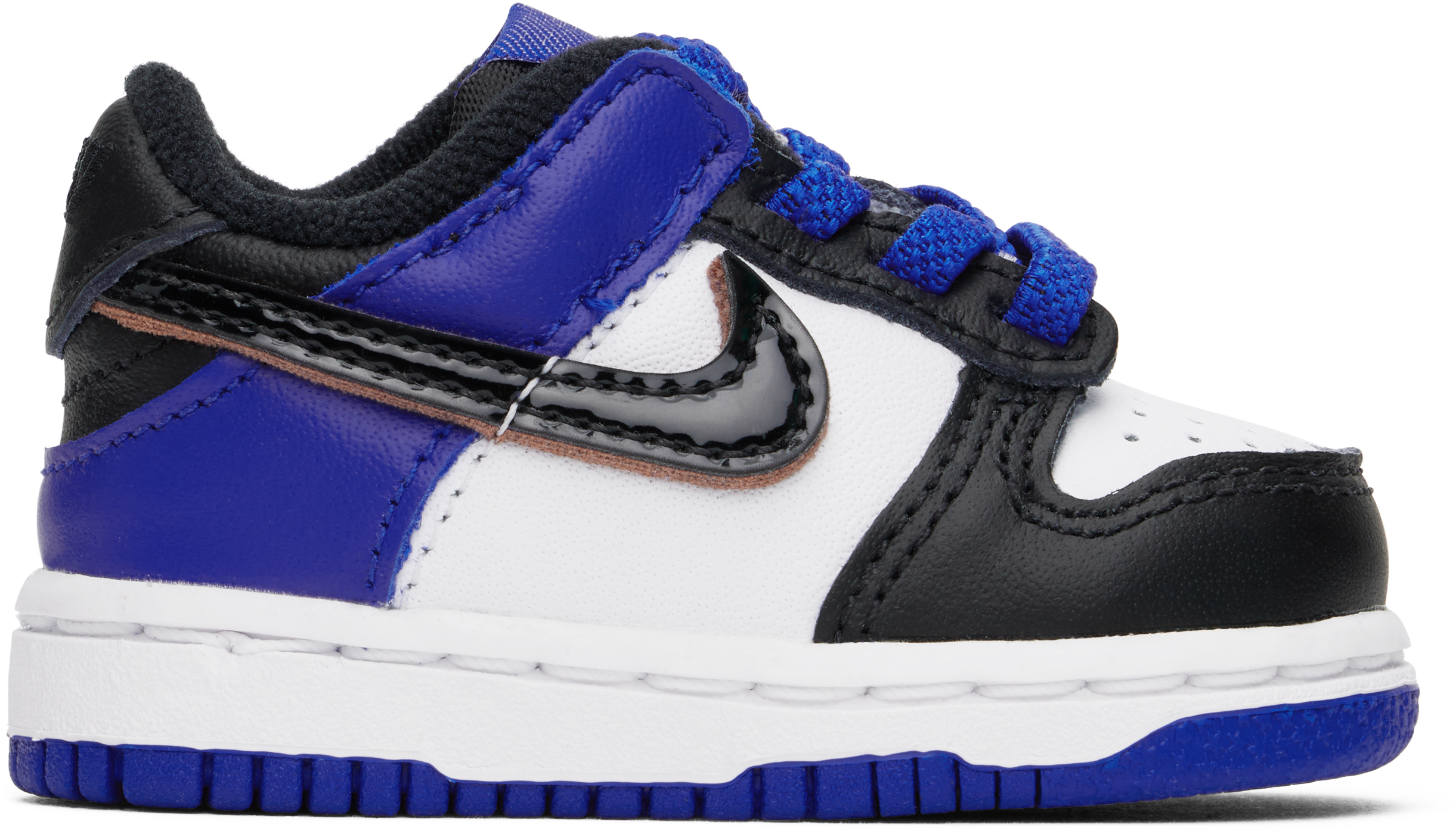 Nike Baby White & Blue Dunk Low Se Sneakers In 100 White/black-race