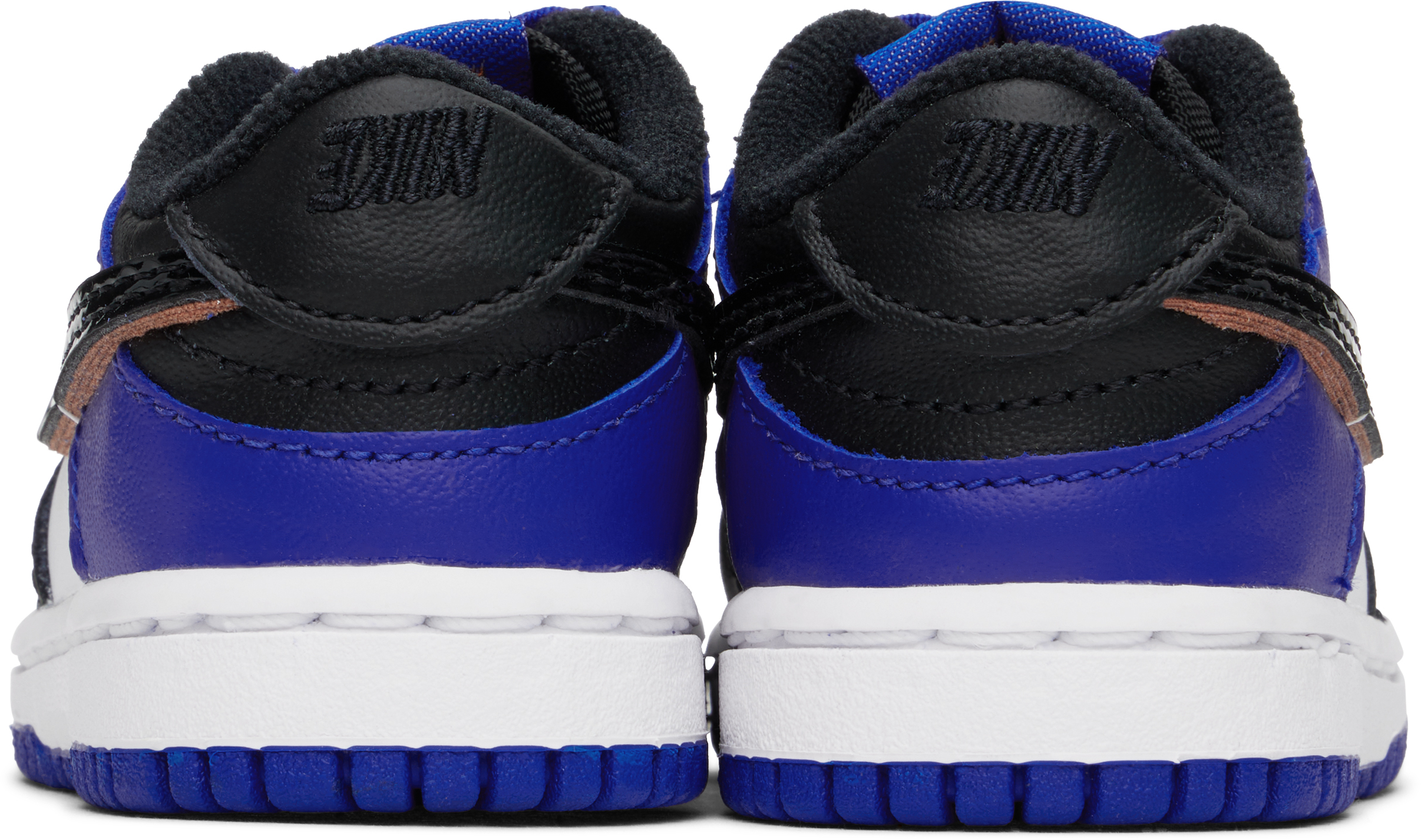 Nike Baby White & Blue Dunk Low Se Sneakers In 100 White/black-race