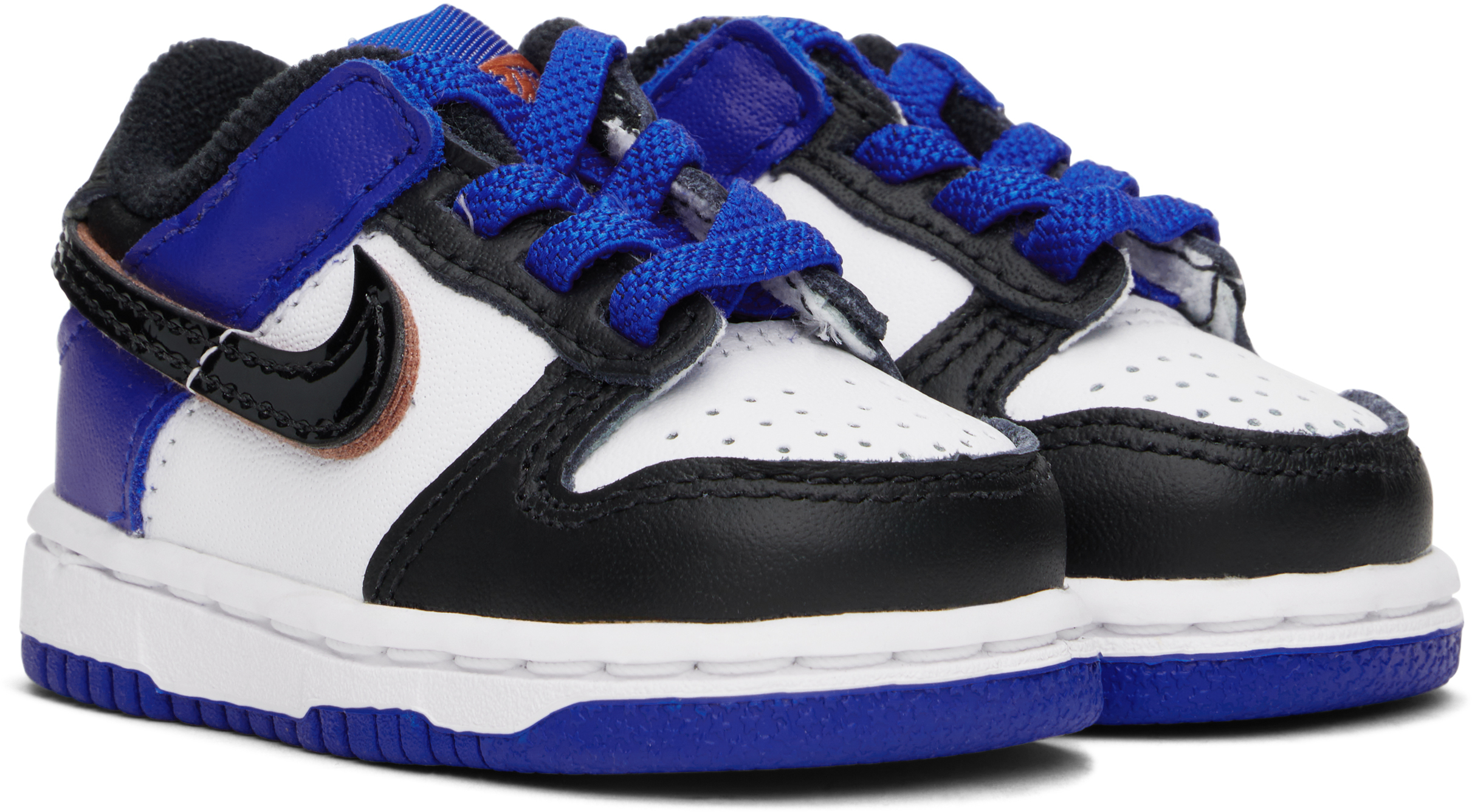Nike Baby White & Blue Dunk Low Se Sneakers In 100 White/black-race