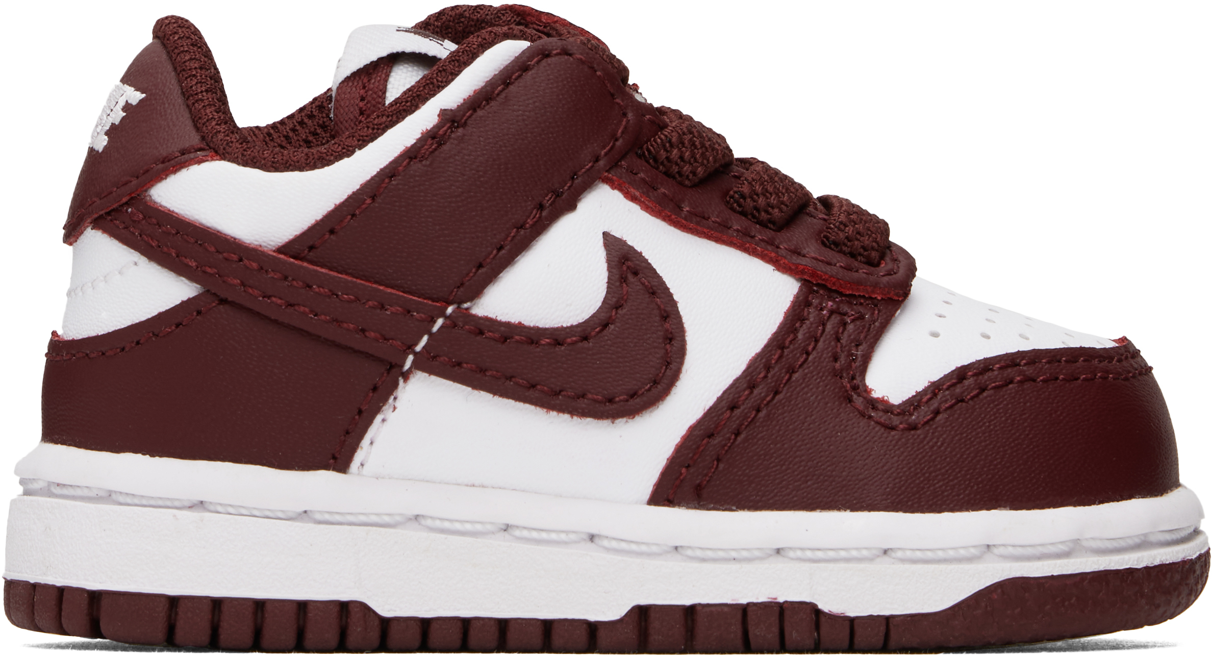Nike Baby Burgundy & White Dunk Low Sneakers In 115 White/redwood-gy