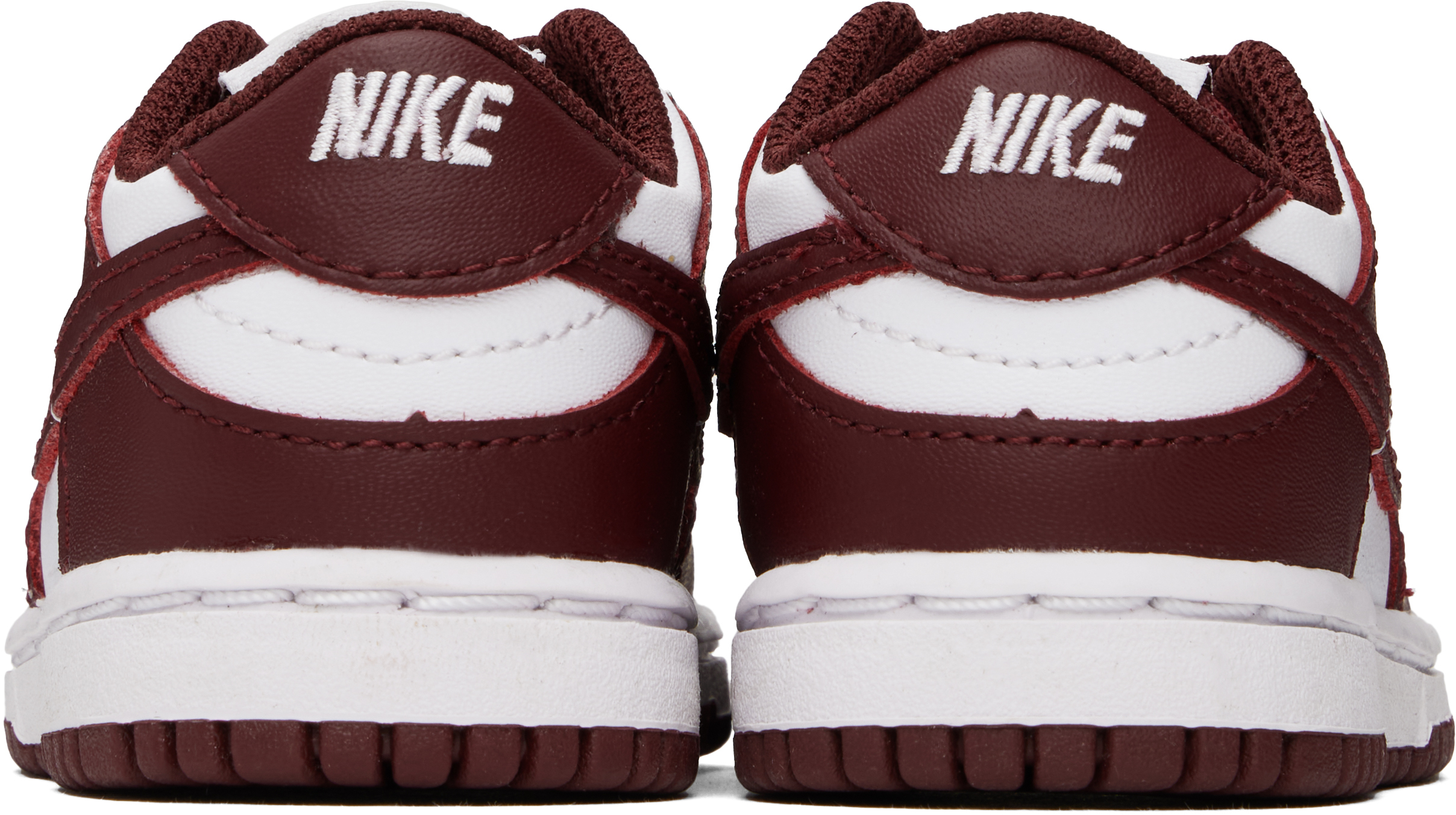 Nike Baby Burgundy & White Dunk Low Sneakers In 115 White/redwood-gy