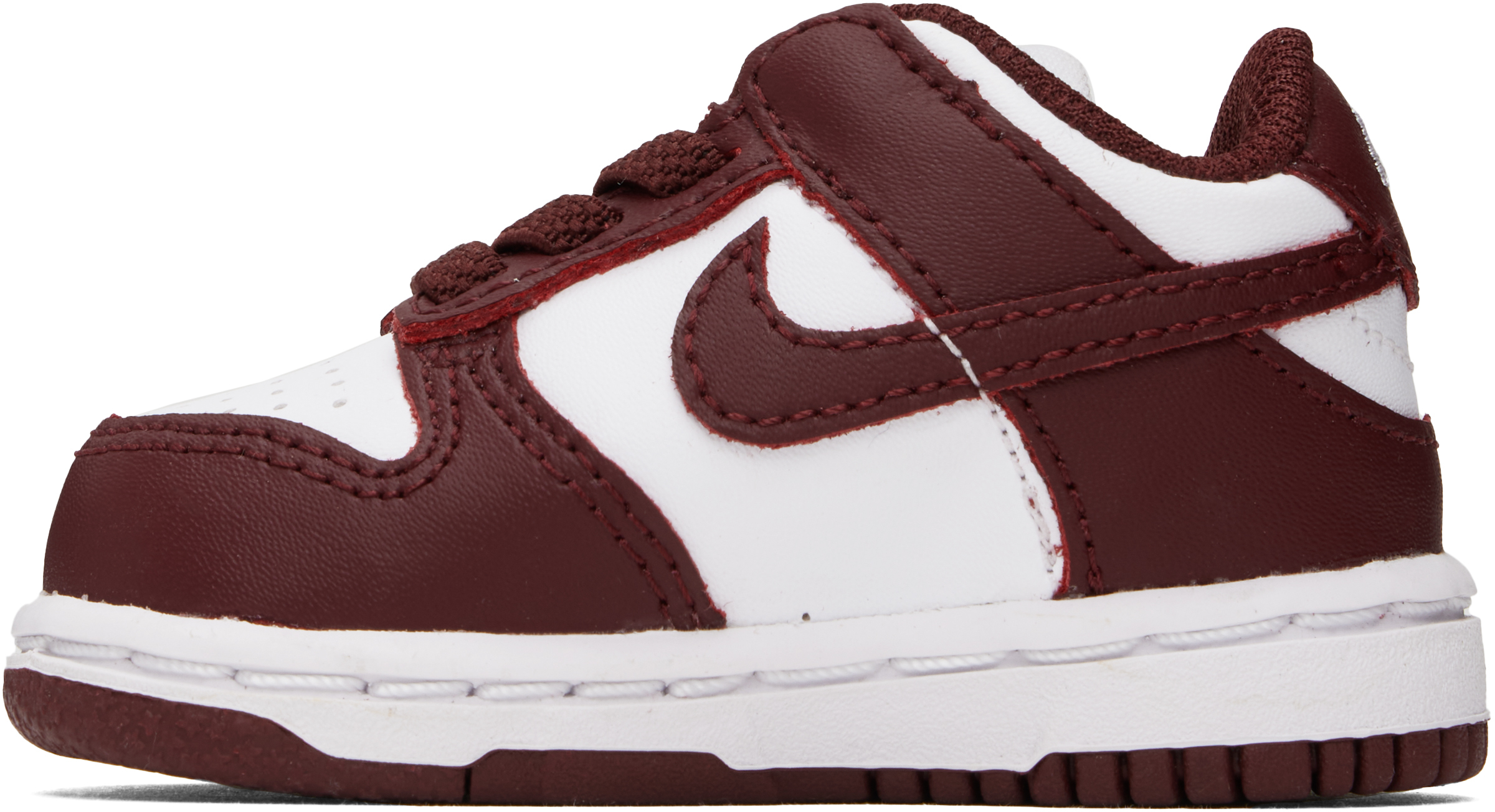 Nike Baby Burgundy & White Dunk Low Sneakers In 115 White/redwood-gy