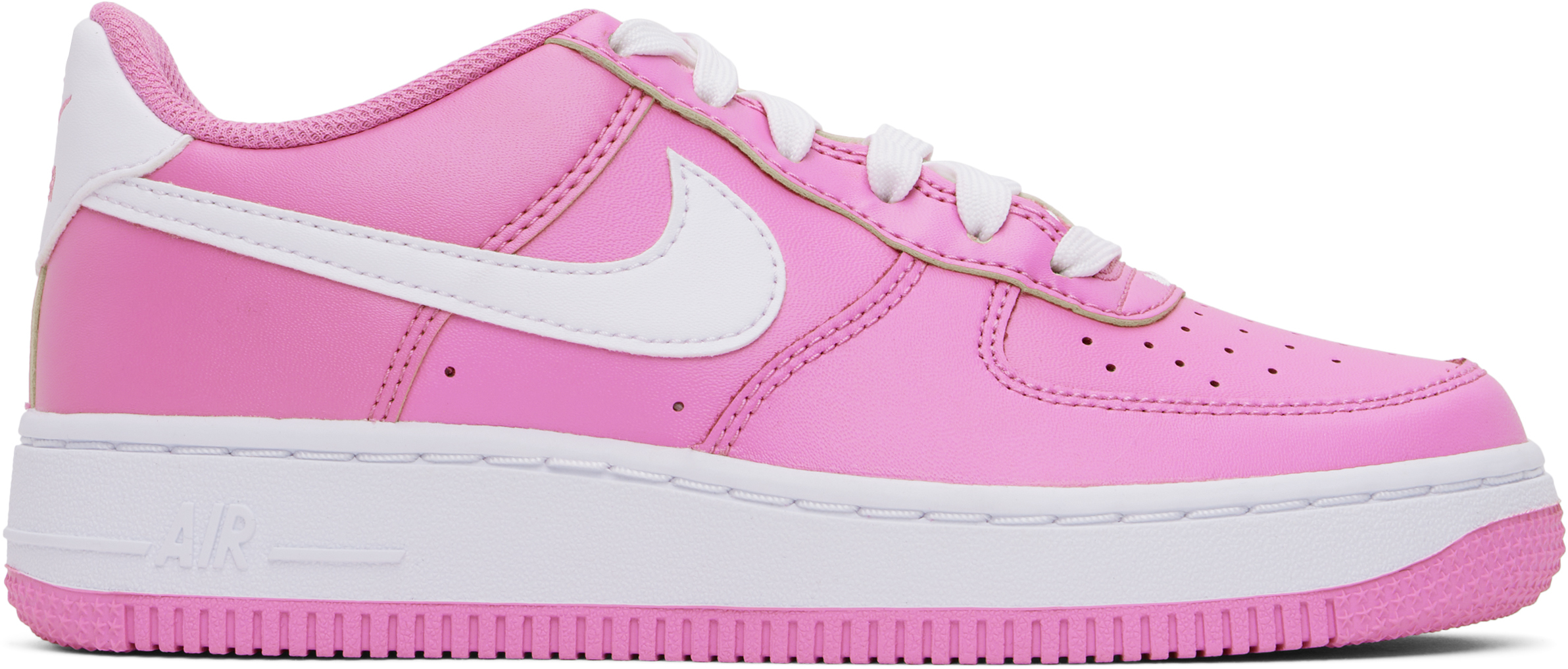 Nike Kids Pink & White Air Force 1 Gs Sneakers In Playful Pink