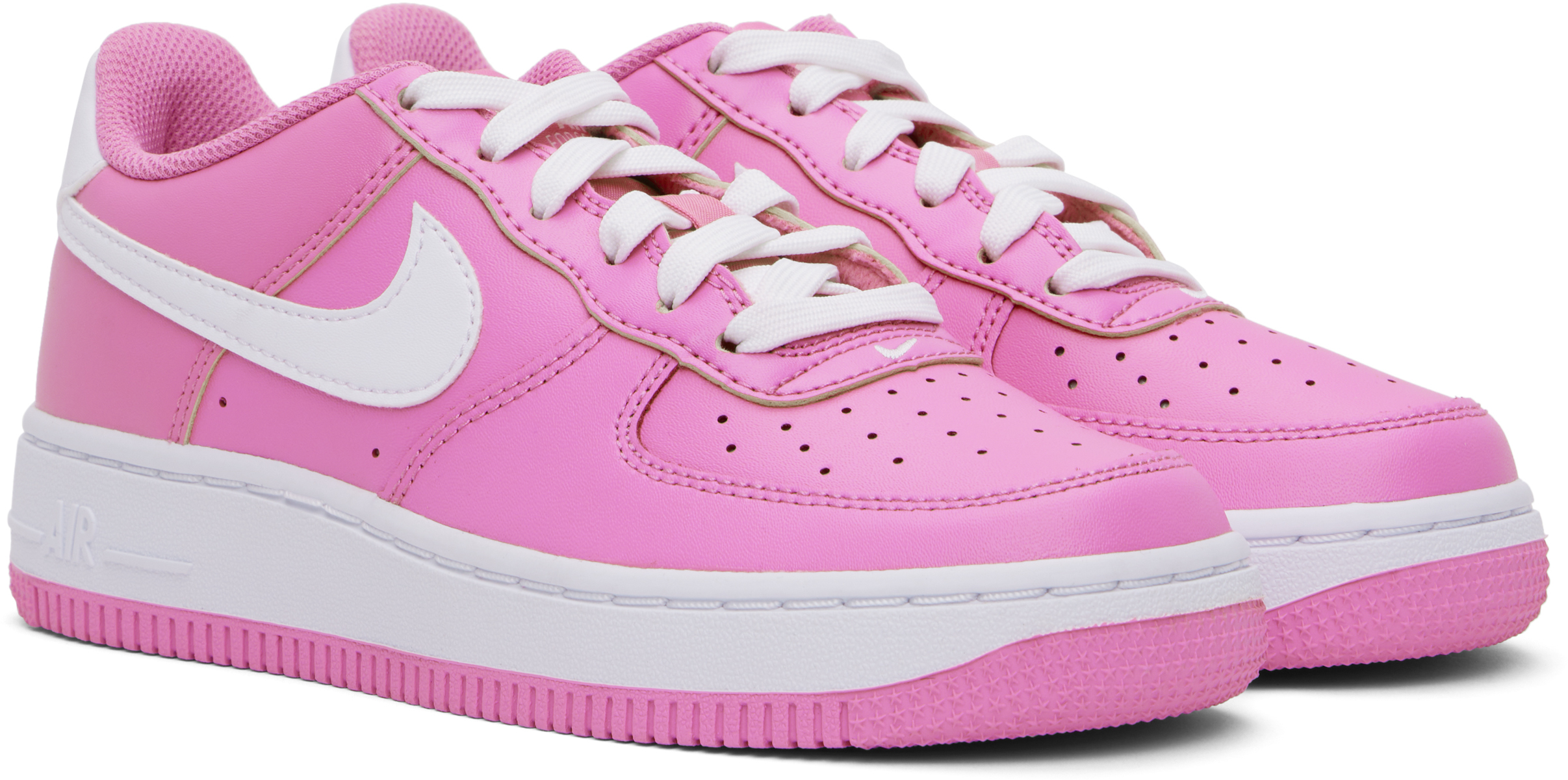 Nike Kids Pink & White Air Force 1 Gs Sneakers In Playful Pink