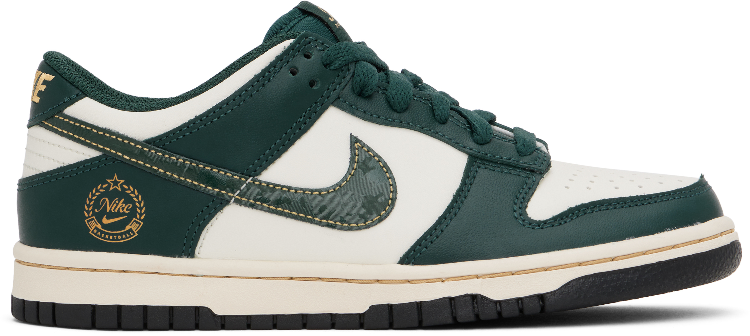 Nike Big Kids Green & Off-white Dunk Low Sneakers In Deep Jungle/pale Ivory