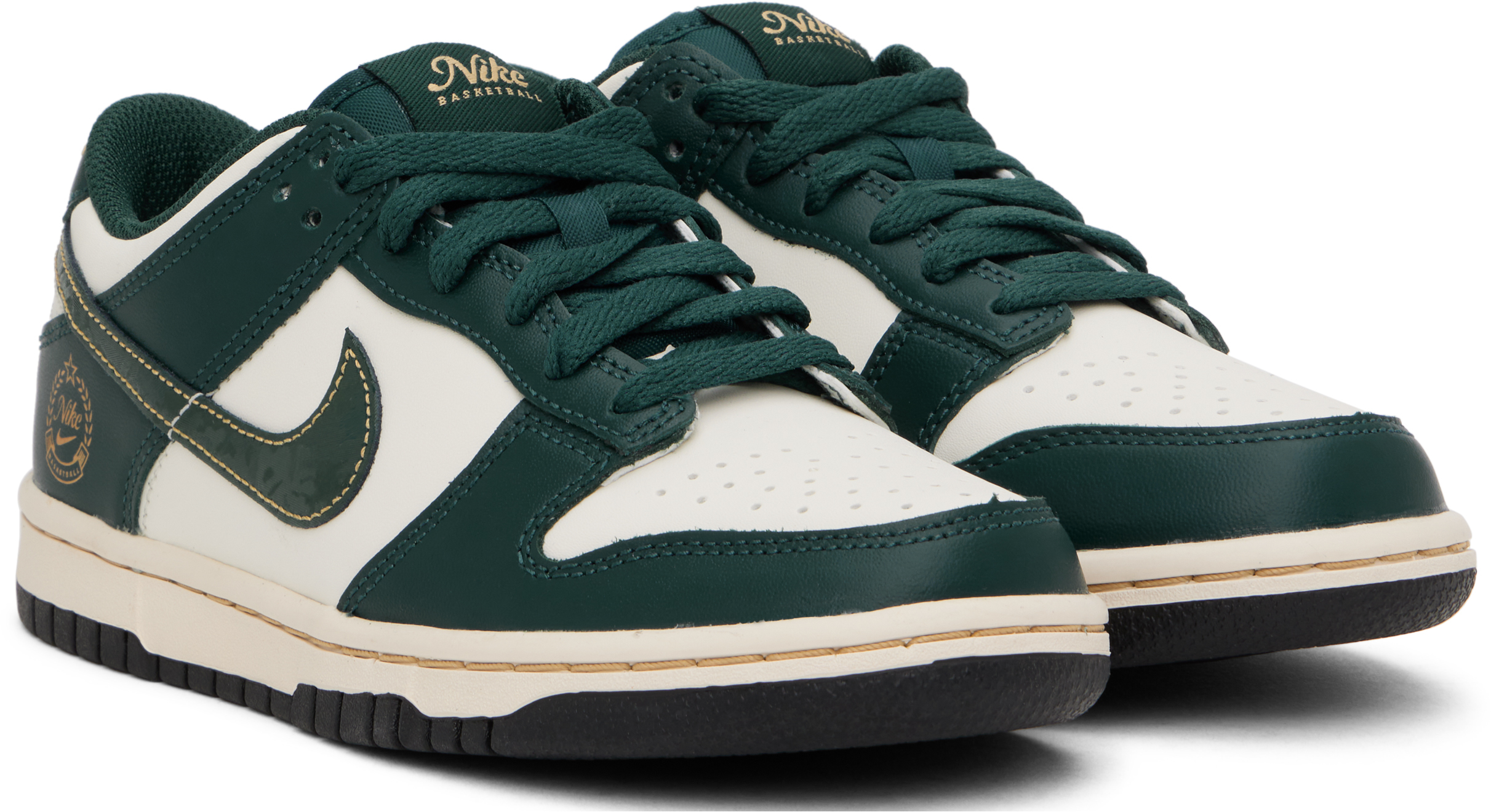Nike Big Kids Green & Off-white Dunk Low Sneakers In Deep Jungle