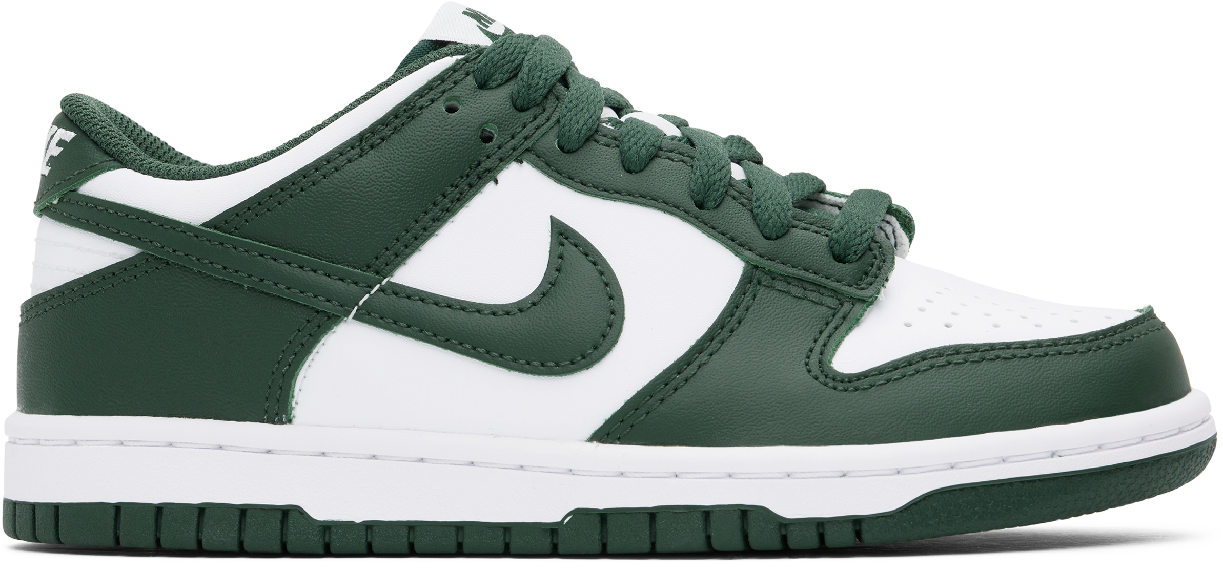 Nike Big Kids Green & White Dunk Low Sneakers In White/green