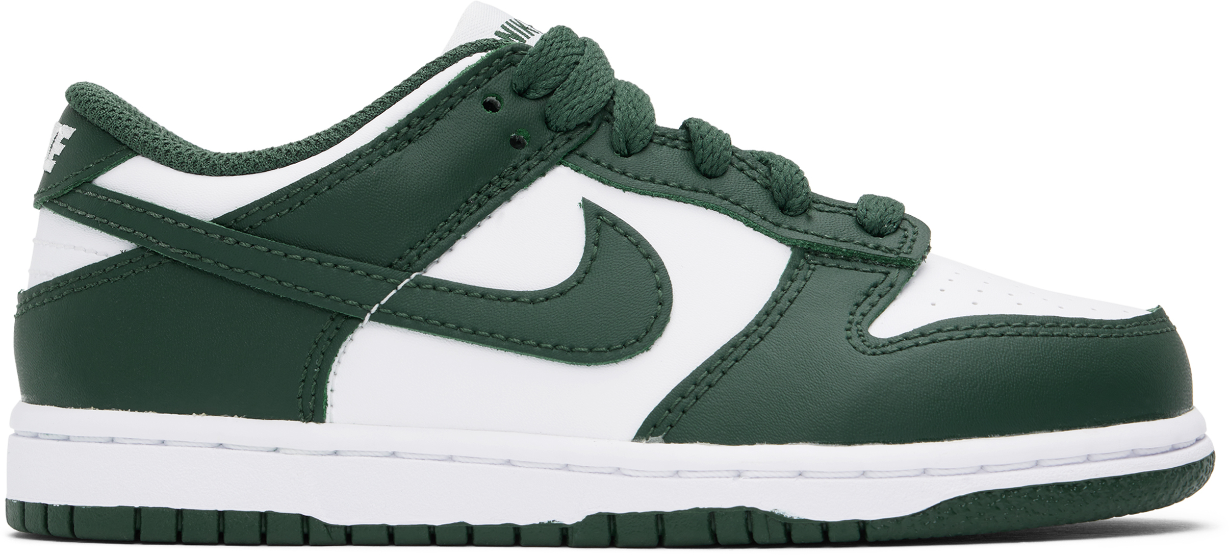 Nike Big Kids Green & White Dunk Low Sneakers In White/green