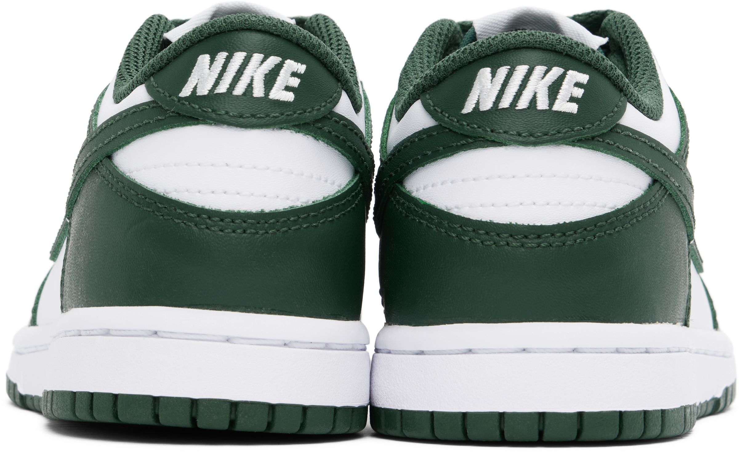 Nike Big Kids Green & White Dunk Low Sneakers In White/green