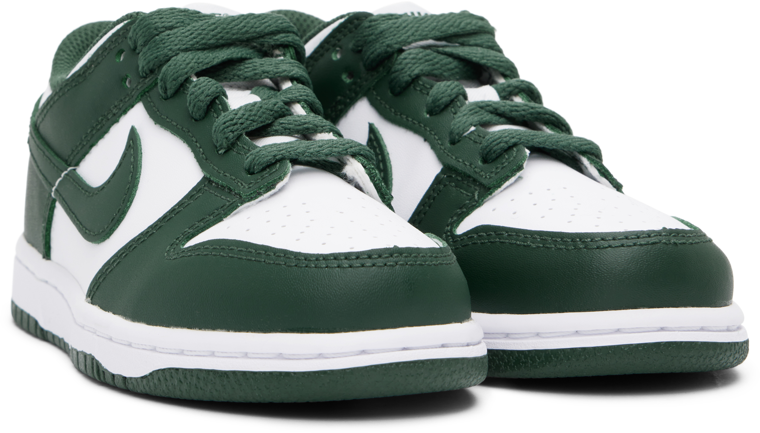 Nike Big Kids Green & White Dunk Low Sneakers In White/green
